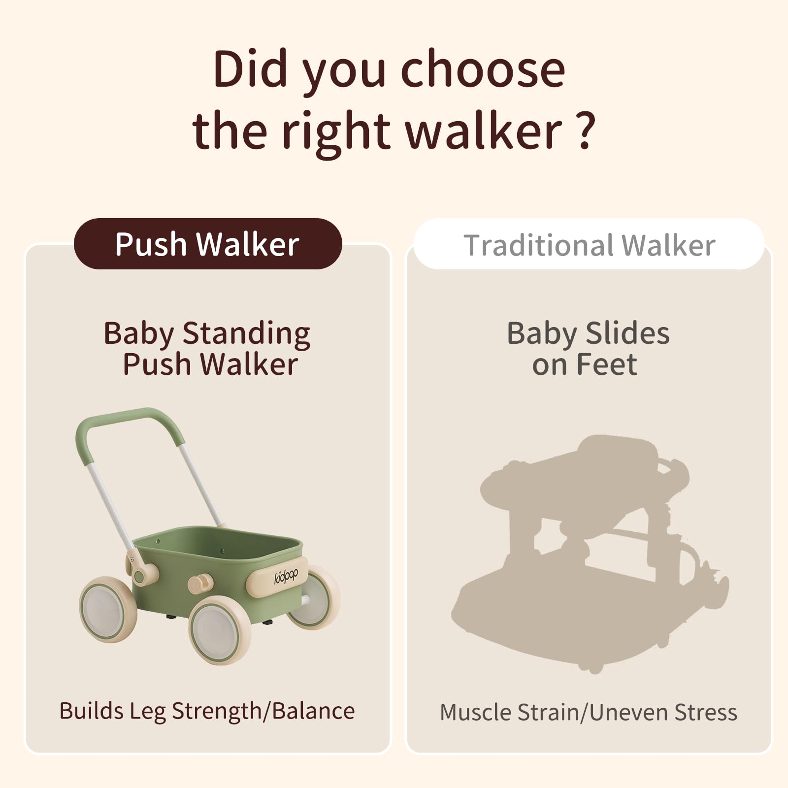 PULA Baby Push Walker with Wheels Toddler Wagon for First Learner Baby Toys 6-12 Months, 1 Year Old Birthday Gifts, Indoors and Outdoors (Black) - Medaid International