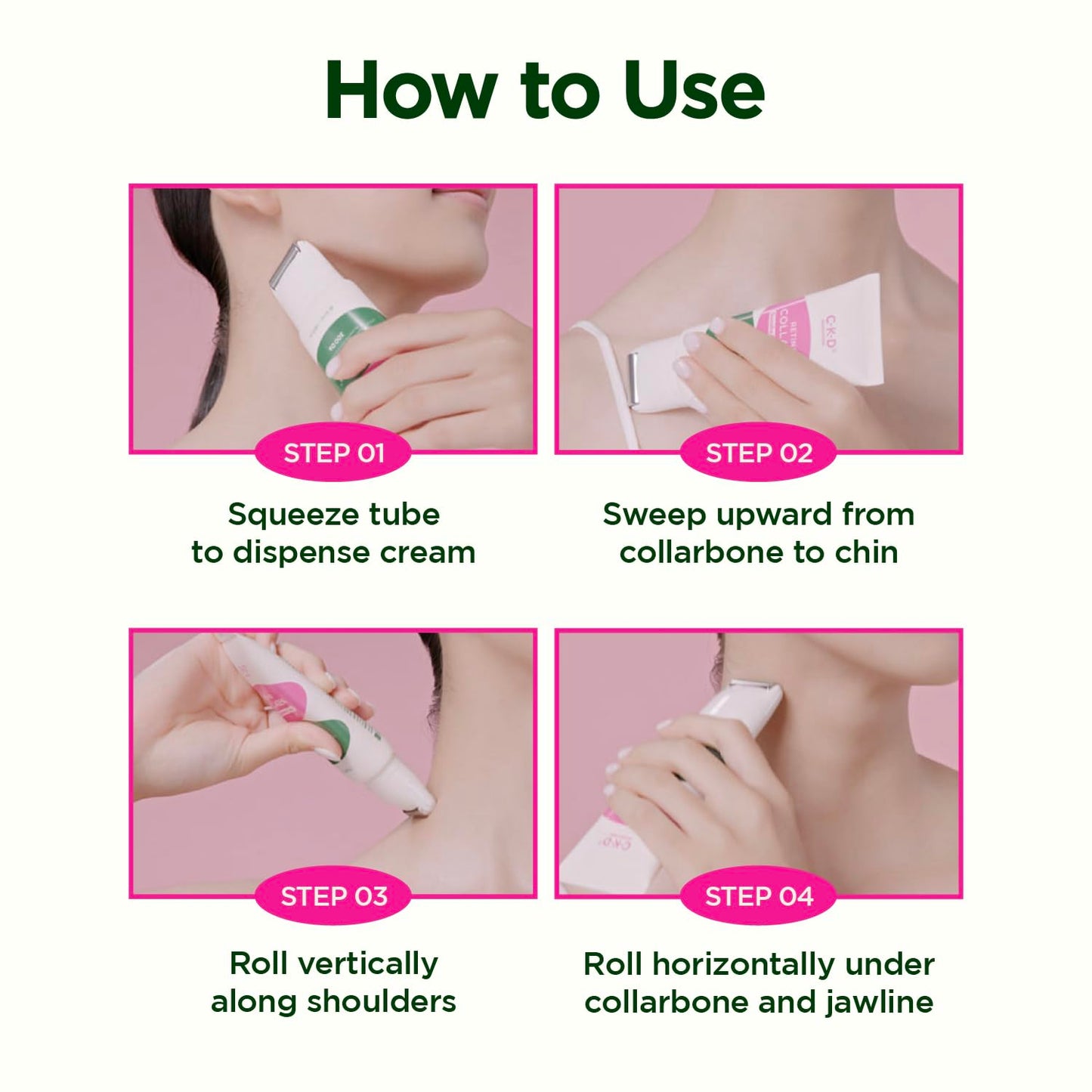 CKD Retino Collagen Gua Sha Neck Cream - Firming Cream for Neck and Jawline Tightening, Lifting, and Wrinkle Reduction with Stainless Steel Roller. Korean Skin Care,1.69 fl oz. - Medaid International