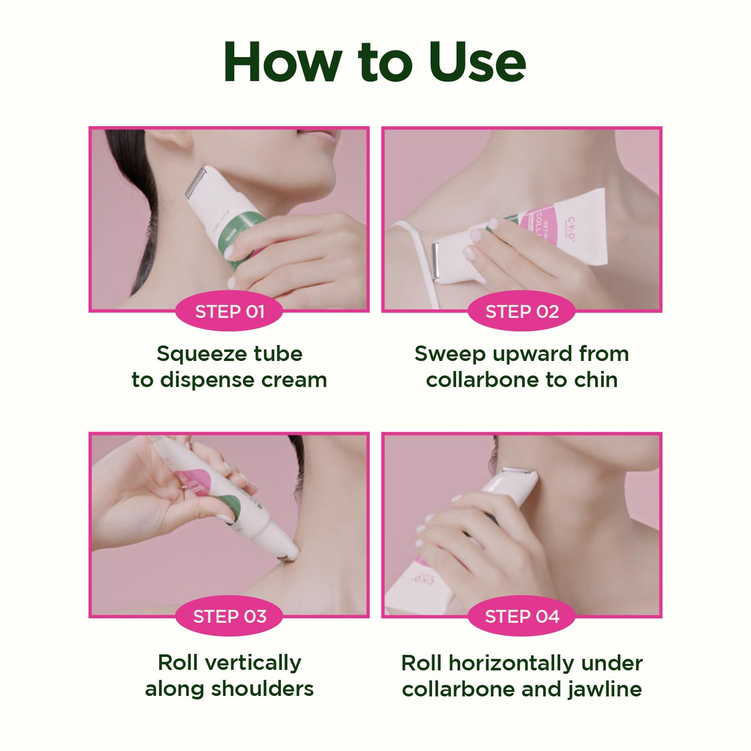 CKD Retino Collagen Gua Sha Neck Cream - Firming Cream for Neck and Jawline Tightening, Lifting, and Wrinkle Reduction with Stainless Steel Roller. Korean Skin Care,1.69 fl oz. - Medaid International