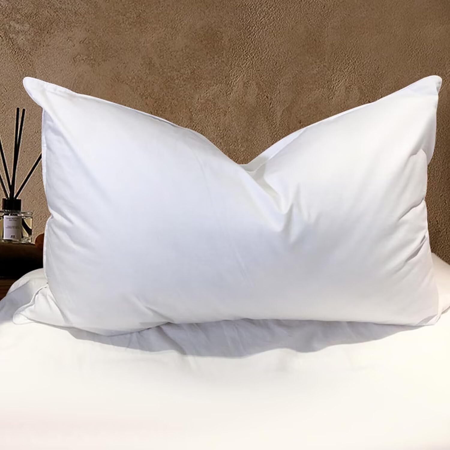 BHZ Goose Down Feather Pillows Queen Size - Hotel Collection Bed Pillows for Sleeping Soft Pillow for Side and Back Sleepers with 100% Cotton Fabric - Medaid International