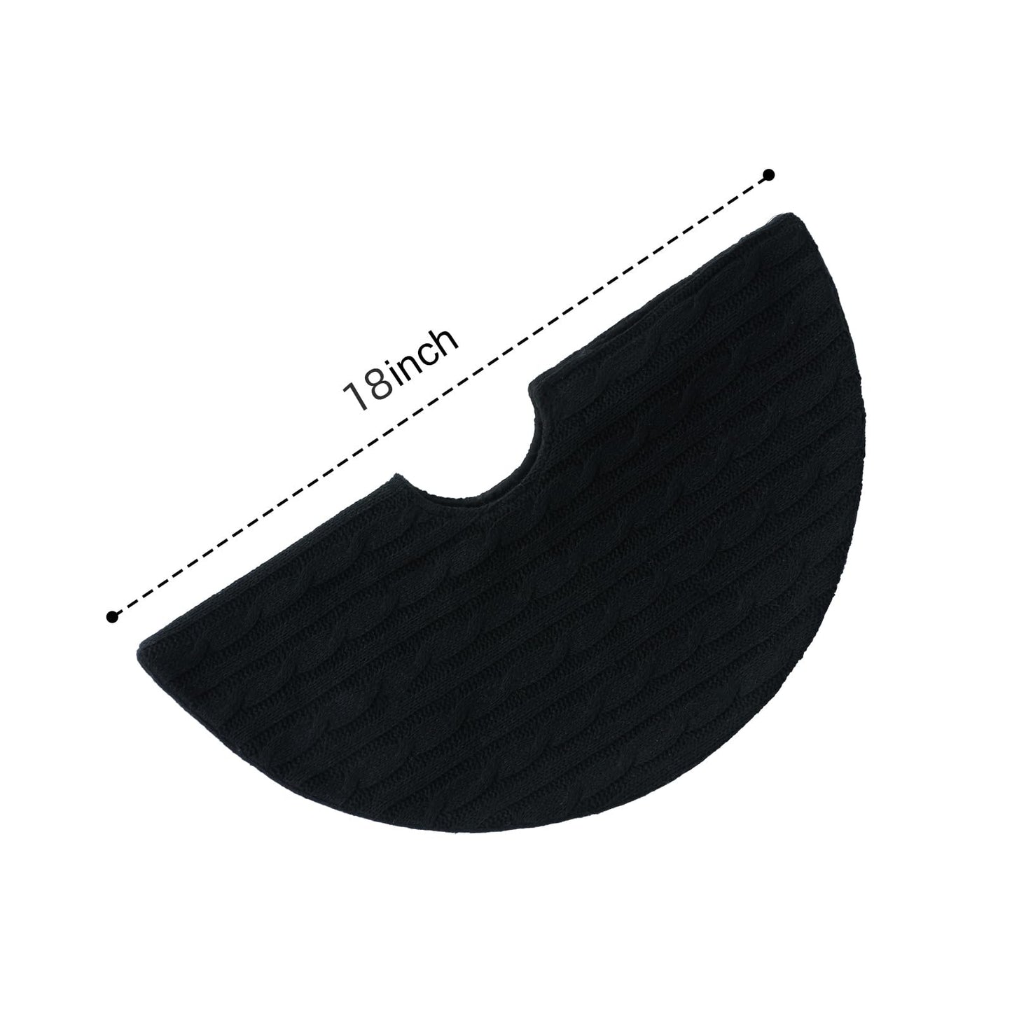 Yehnois 18 Inch Mini Knitted Christmas Tree Skirt, Black Holiday Decorative Mat for Xmas Indoor Home Decor, Festive Tabletop Ornament (Black) - Medaid International