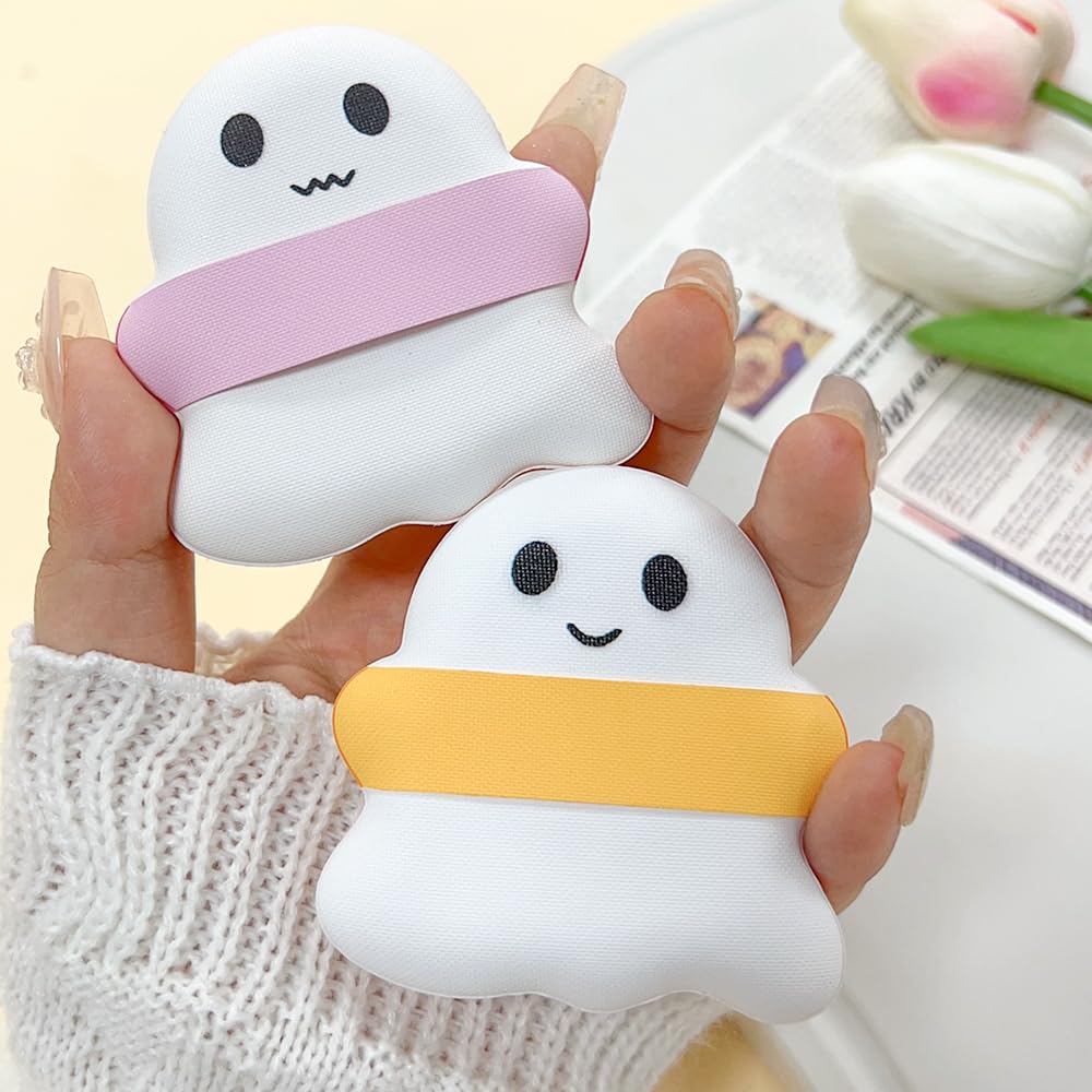 2PCS Mini Ghost Finger Makeup Sponge Cute Sponges Blender Powder Puff Cosmetic Foundation Air Cushion Blush Puffs,yellow - Medaid International