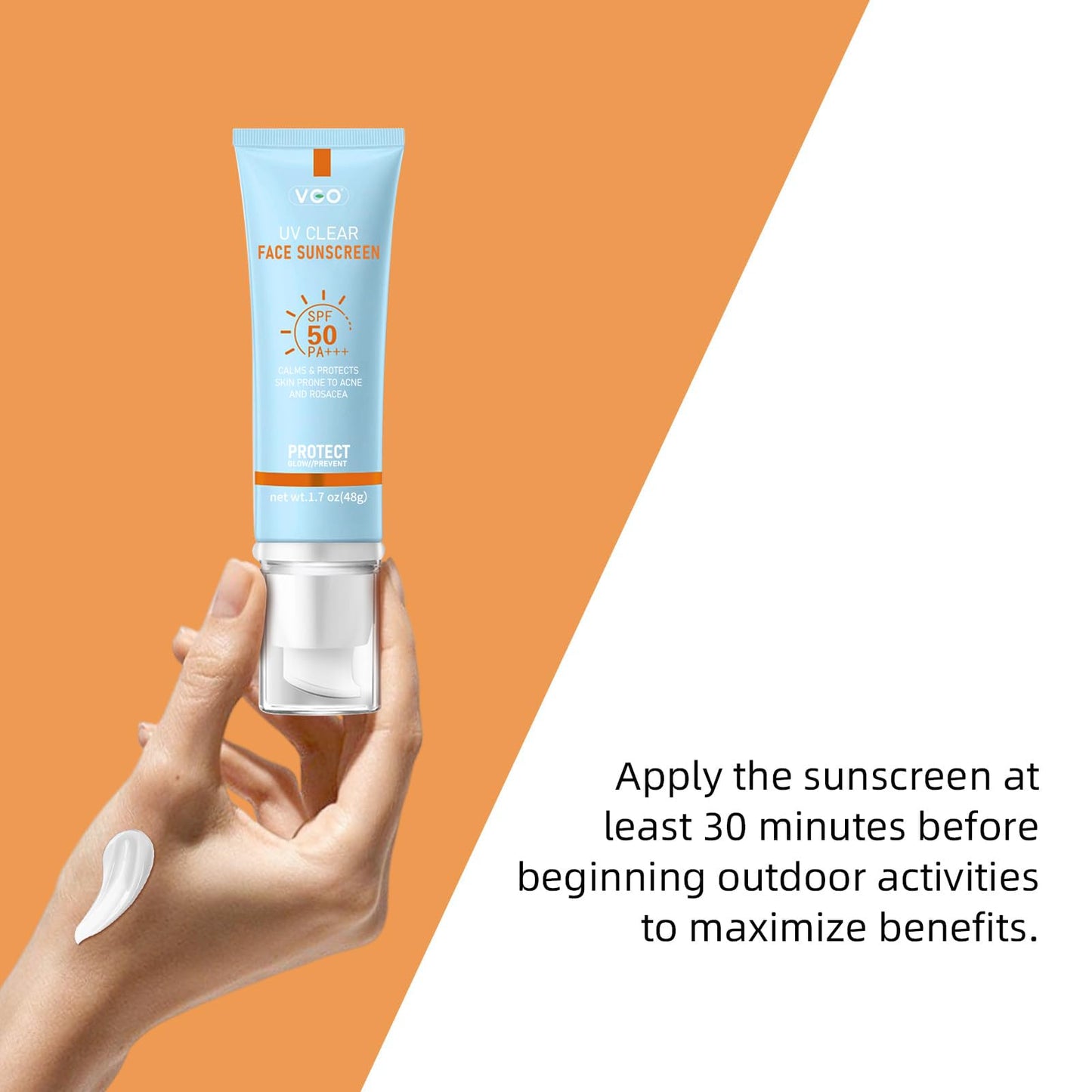 VGO Clear Face Sunscreen SPF 50, Hydrating Sun Essence Leaves No Sticky Feeling Travel Size Sunscreen Against UVA and UVB Rays 50ml / 1.7oz - Medaid International