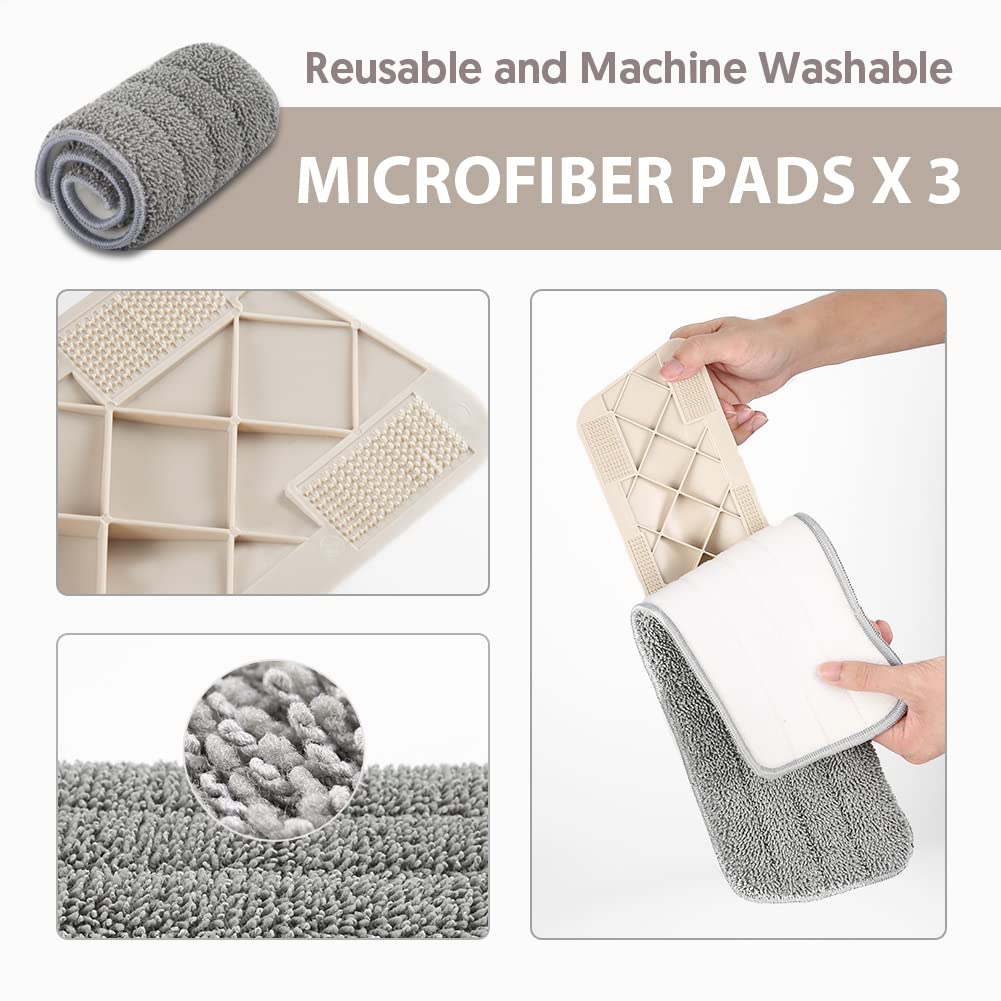 HOMTOYOU Spray Mops for Floor Cleaning: Wet Floor Mop with 3 Washable Microfiber Pads for Hardwood Laminate Wood Vinyl Ceramic Tiles Home Kitchen - Medaid International