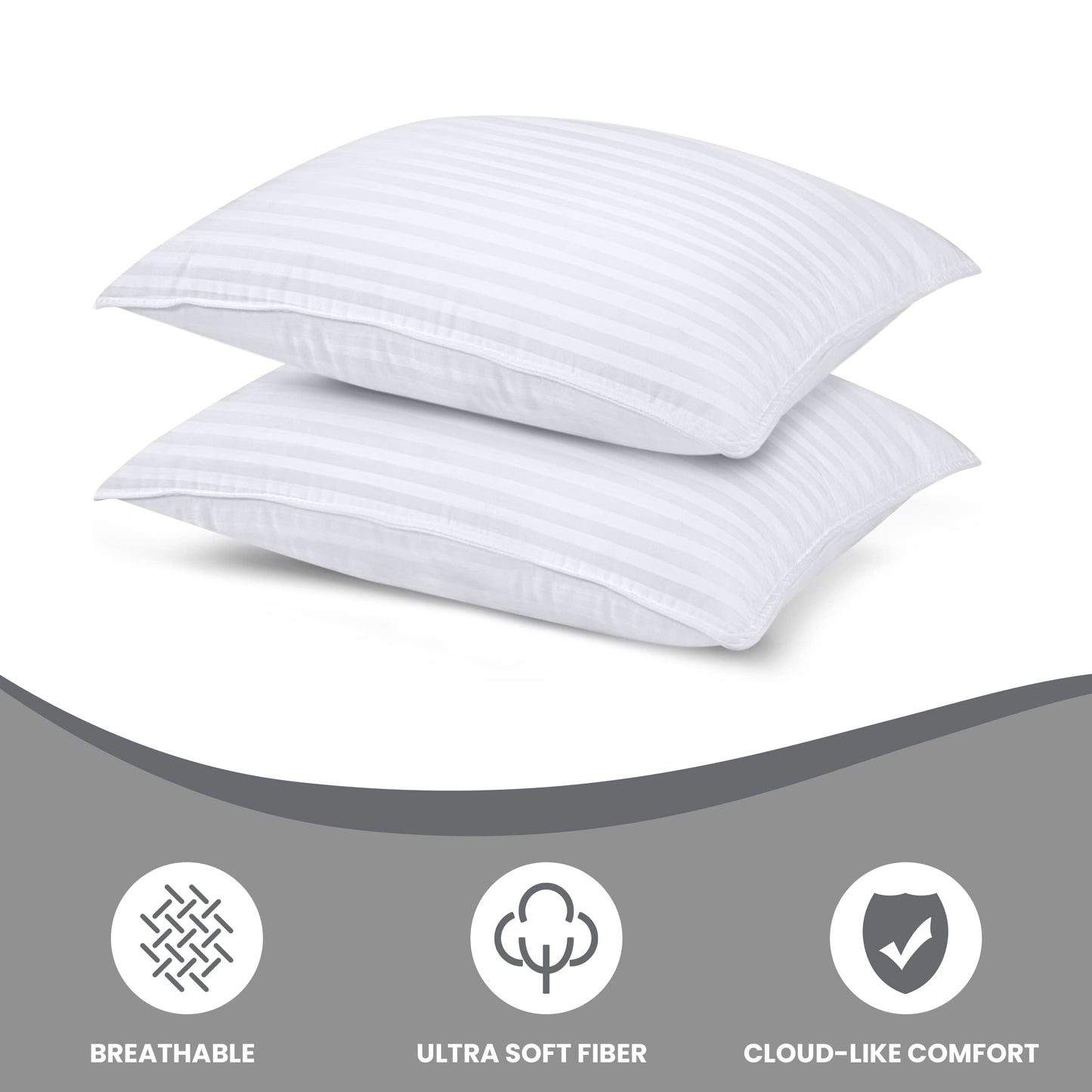 Utopia Bedding Bed Pillows for Sleeping Queen Size (White), Set of 2, Cooling Hotel Quality, for Back, Stomach or Side Sleepers - Medaid International