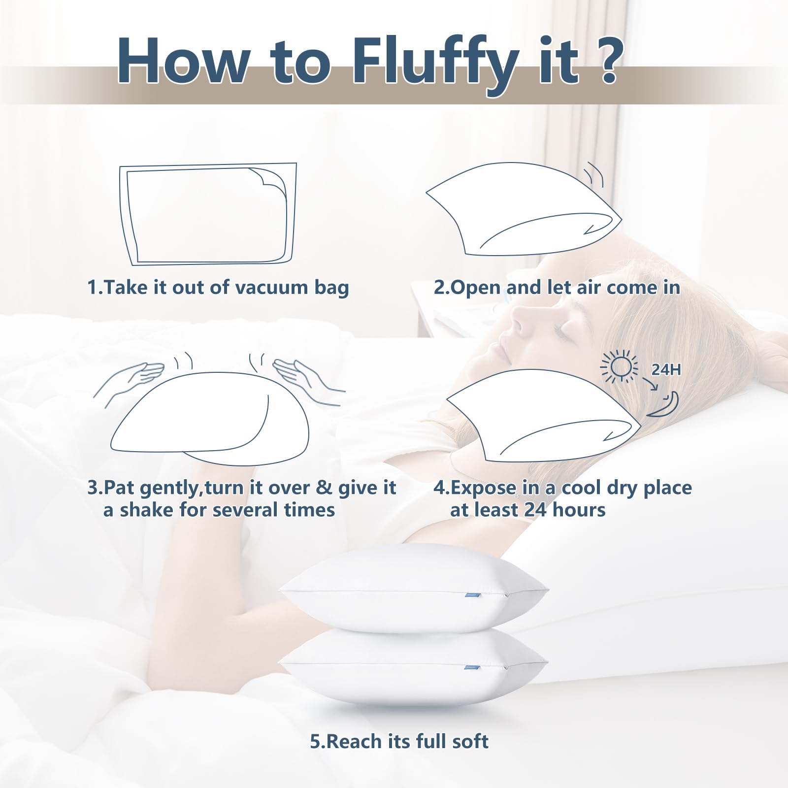 CozyLux Pillows Queen Size Set of 2, Hotel Quality Bed Pillows for Sleeping 2 Pack, Cooling Pillows for Side Back and Stomach Sleepers, Down Alternative Luxury Soft Supportive Fluffy Pillows (18x28) - Medaid International