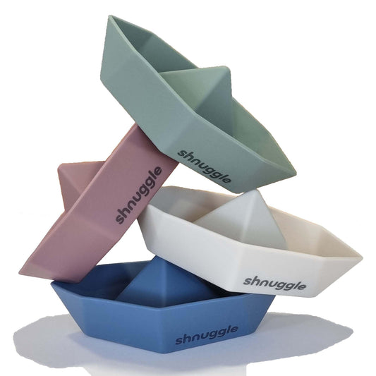 Shnuggle Stack n Sail Bath Boats | Set of 4 Silicone Bath Toys | Stackable Play Toys for Baby & Toddler - Medaid International