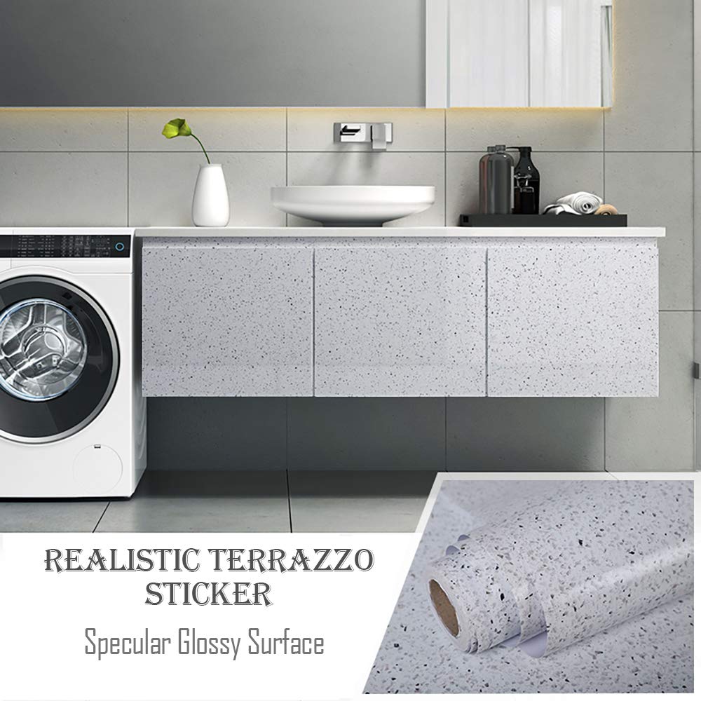 MelunMer White Glossy Marble Contact Paper for Countertops 118”×15.7” Self Adhesive Removable Wallpaper Granite Peel and Stick Wallpaper for Bathroom/Kitchen/Cabinets Waterproof Easy to Clean - Medaid International