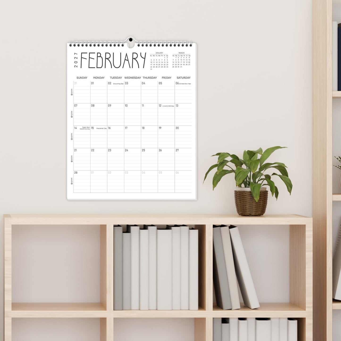 Guasslee Wall Calendar 2026-2027, 14"x11.5" Vertical Wall Calendar 2026, 18-Month Desk Planner From 2026 Jan - 2027 Jun, Monthly Hanging Planner Spiral Bound For School Home Office Organizing - Medaid International