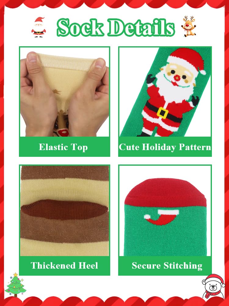 ZUOIUP Christmas Socks for Toddlers Girls Boys, 2 Pairs Knee High Xmas Kids Socks with Santa and Reindeer for Christmas Day for Unisex Toddler (Green+Brown,1-3 Y) - Medaid International