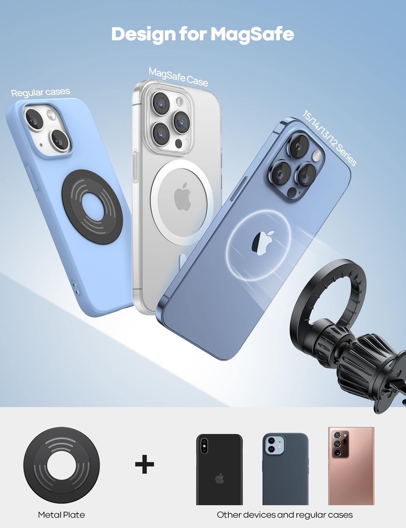 Lamicall for MagSafe Car Mount - [20 Super Magnets] Magnetic Car Phone Mount, Air Vent Phone Holder Car, Hands Free Cell Phone Holder Clip Car Accessories fit iPhone 17 16 15 14 13 Pro Plus Max - Medaid International