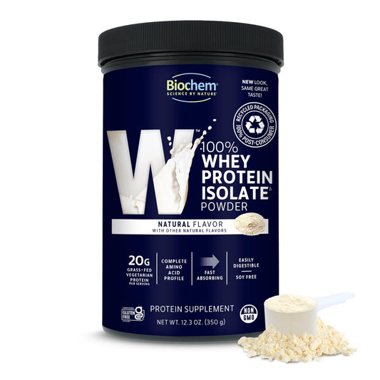 Biochem 100% Whey Isolate Protein - Natural Flavor - 12.3 Ounce, Preworkout & Immune Health - 20g Vegetarian Protein - Easily Digestible - Refreshing Taste - Keto Friendly & Easy to Mix… - Medaid International