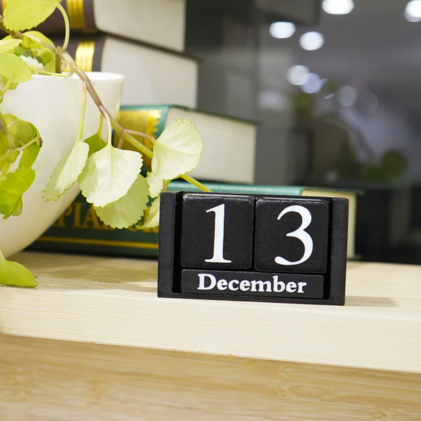 Notakia Wooden Gaobei Desk Blocks Calendar Perpetual Block Month Date Display (Black Small) - Medaid International