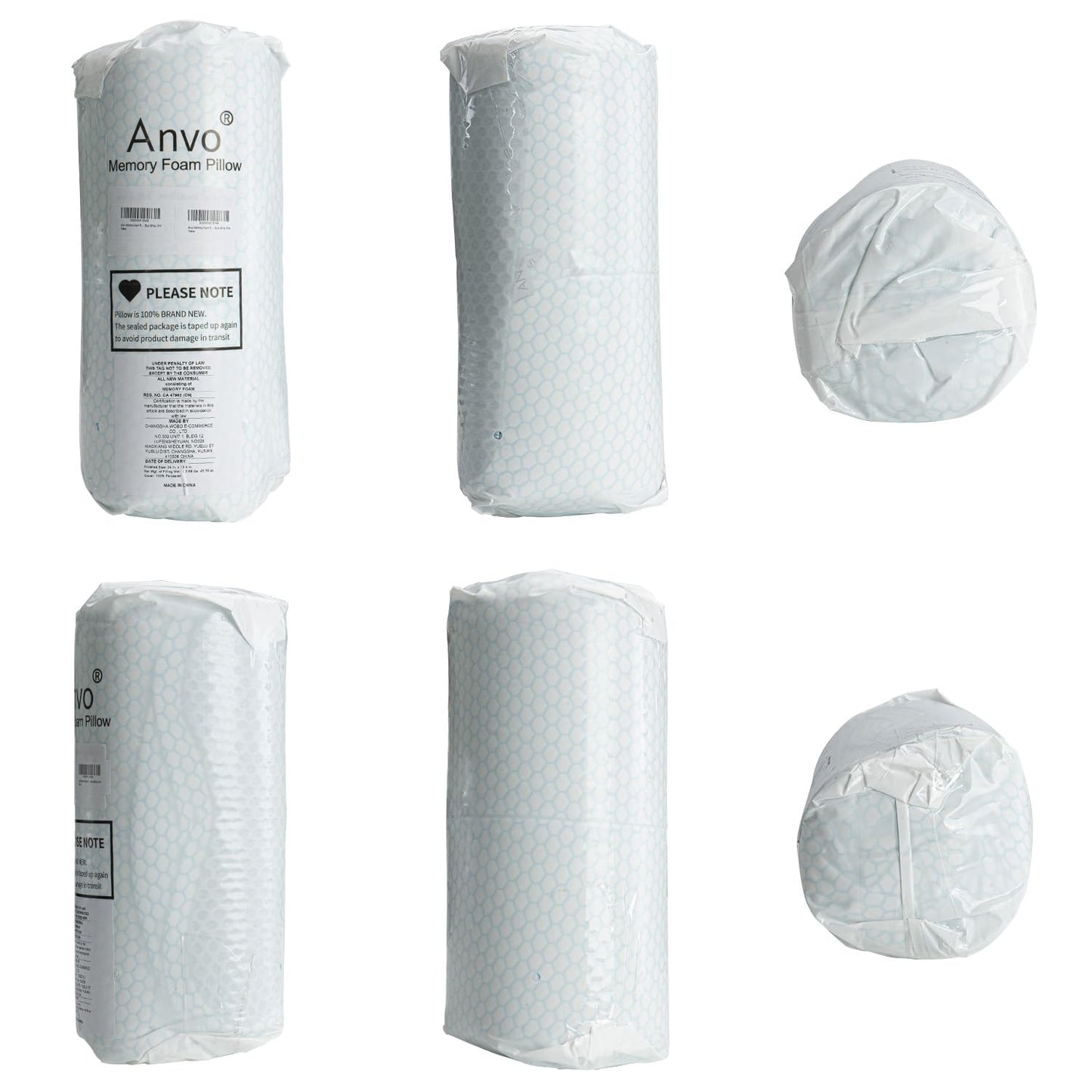 Anvo Memory Foam Pillow, Neck Contour Cervical Orthopedic Bed Pillow for Sleeping Side Back Stomach Sleeper, Ergonomic Design for Neck and Shoulder Pain Relief, Blue White, Firm - Medaid International