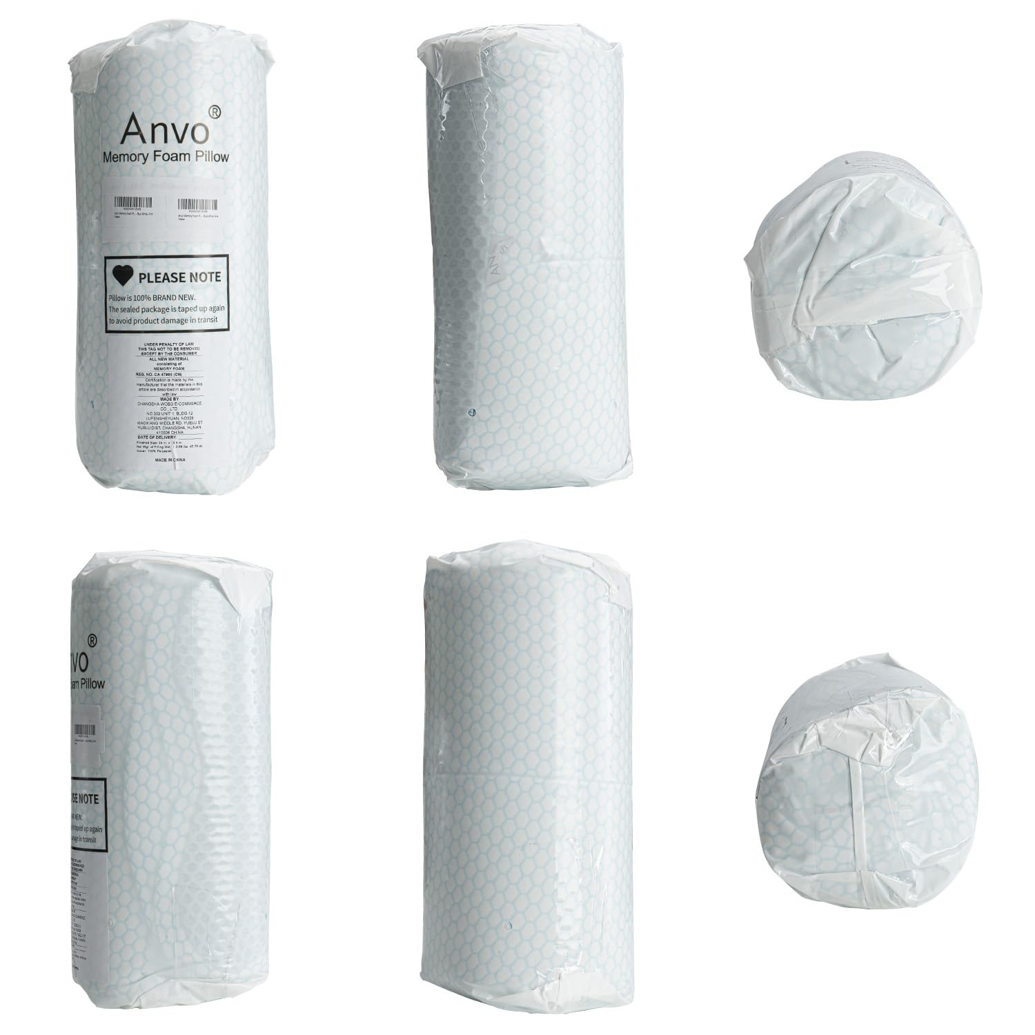 Anvo Memory Foam Pillow, Neck Contour Cervical Orthopedic Bed Pillow for Sleeping Side Back Stomach Sleeper, Ergonomic Design for Neck and Shoulder Pain Relief, Blue White, Firm - Medaid International