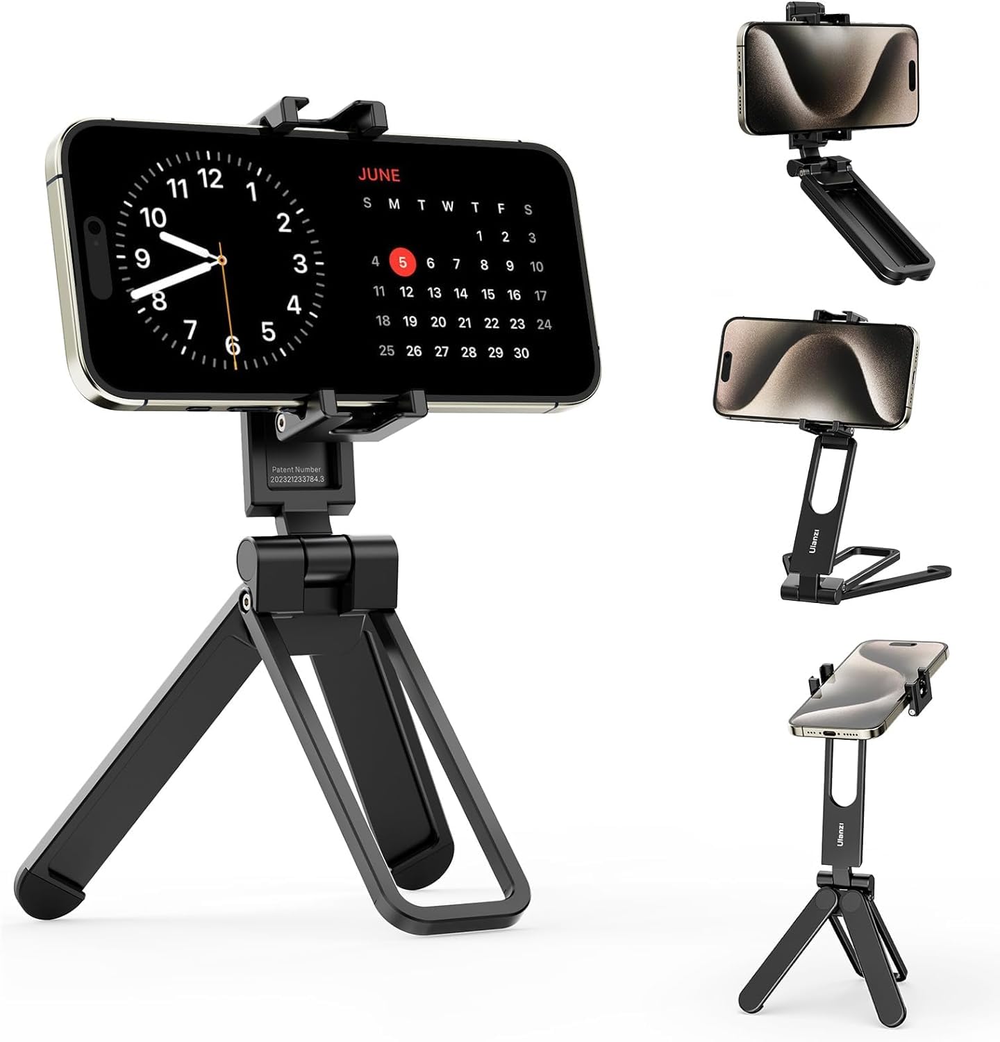 ULANZI MA26 Foldable Phone Tripod, Pocket Cell Phone Vlog Video Tripod Handle Aluminium Smartphone Desk Stand 2 Cold Shoe Small Size All in One Lightweight Portable Vlog Stick for iPhone 17 Samsung - Medaid International