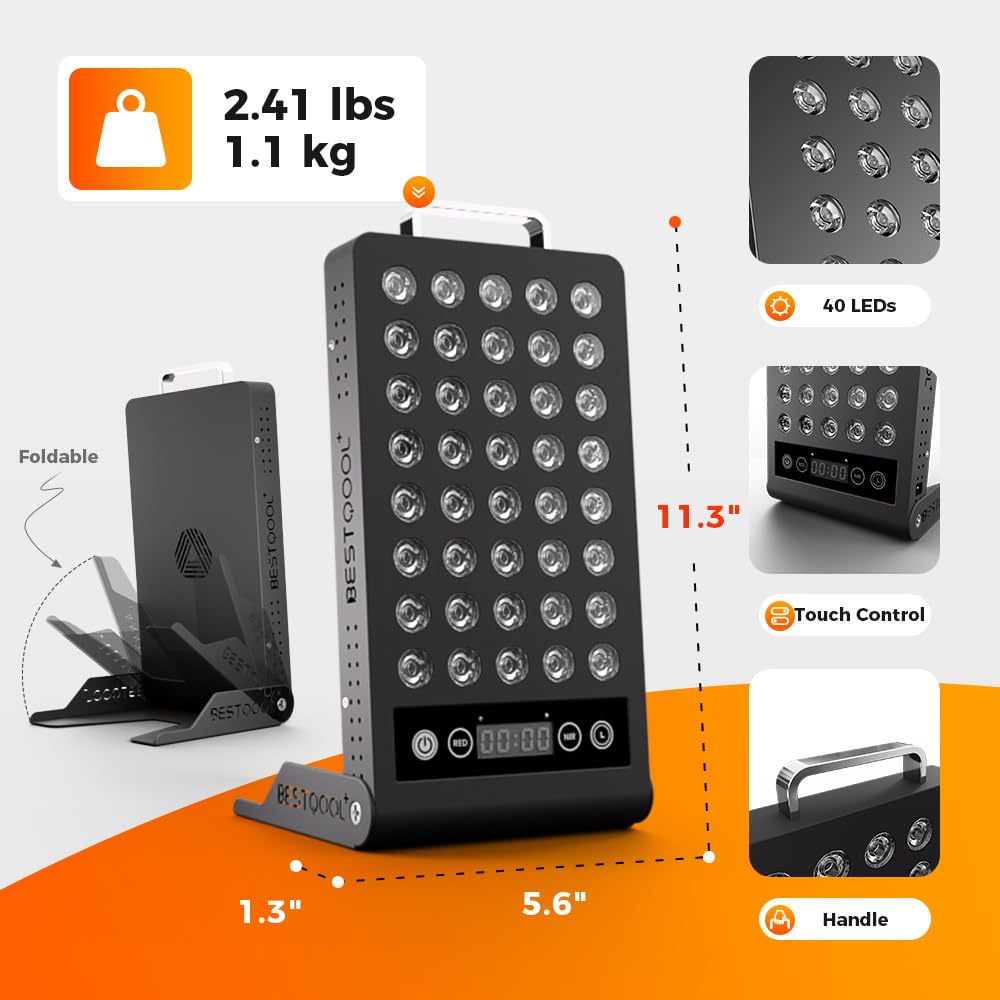 BestQool Red Light Therapy, Dual Chip 660nm 850nm Clinical Grade Red Light Therapy for Face, Portable Infrared Light Therapy for Body, Pain Relief, Muscle Fast Recovery. 50W. - Medaid International