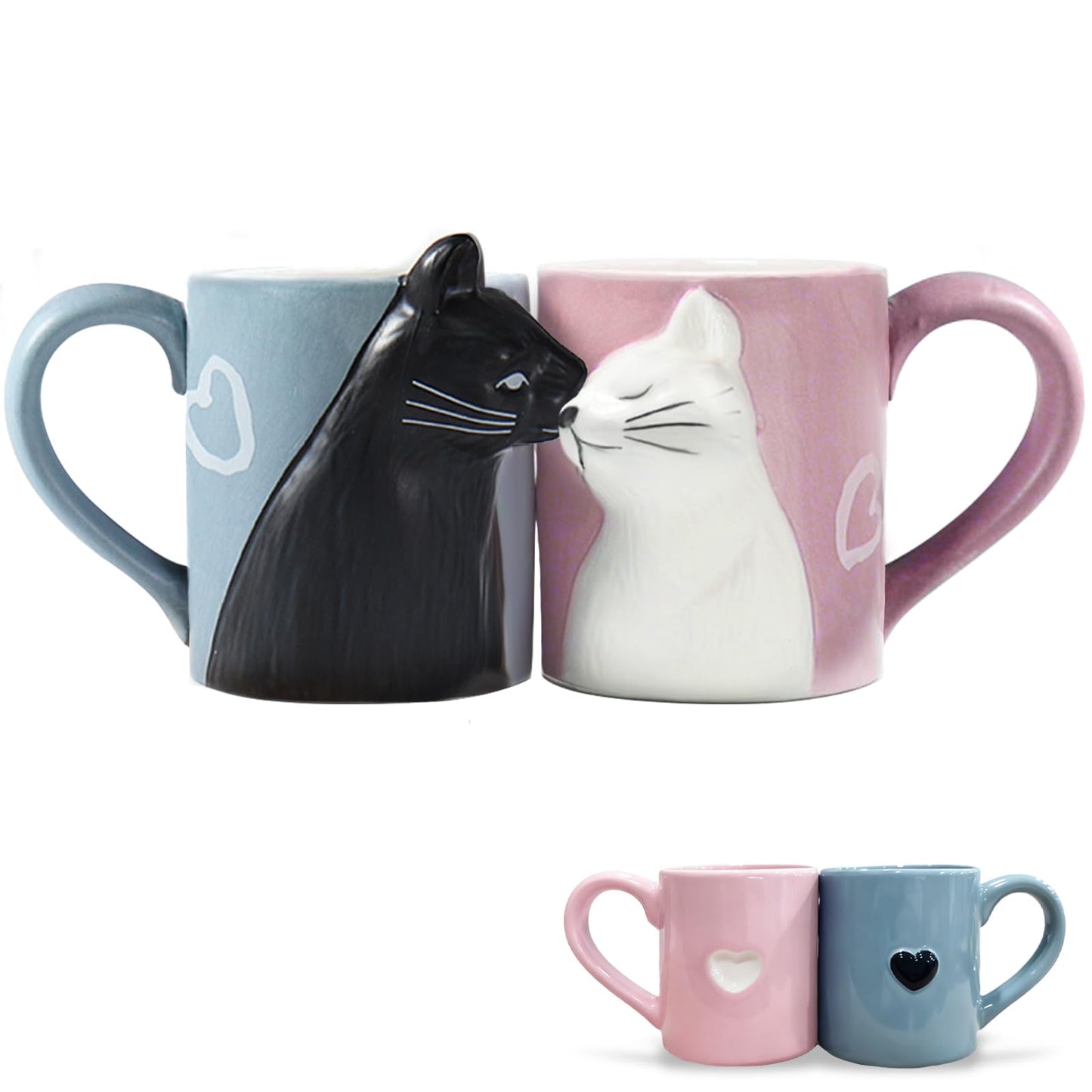 BigNoseDeer Couple Gifts Cute Kissing Cat Mug Matching Couples Stuff Ceramic Coffee Mugs for Wedding Gifts Anniversary Engagement Gift for Couples Cat Lovers 12oz - Medaid International