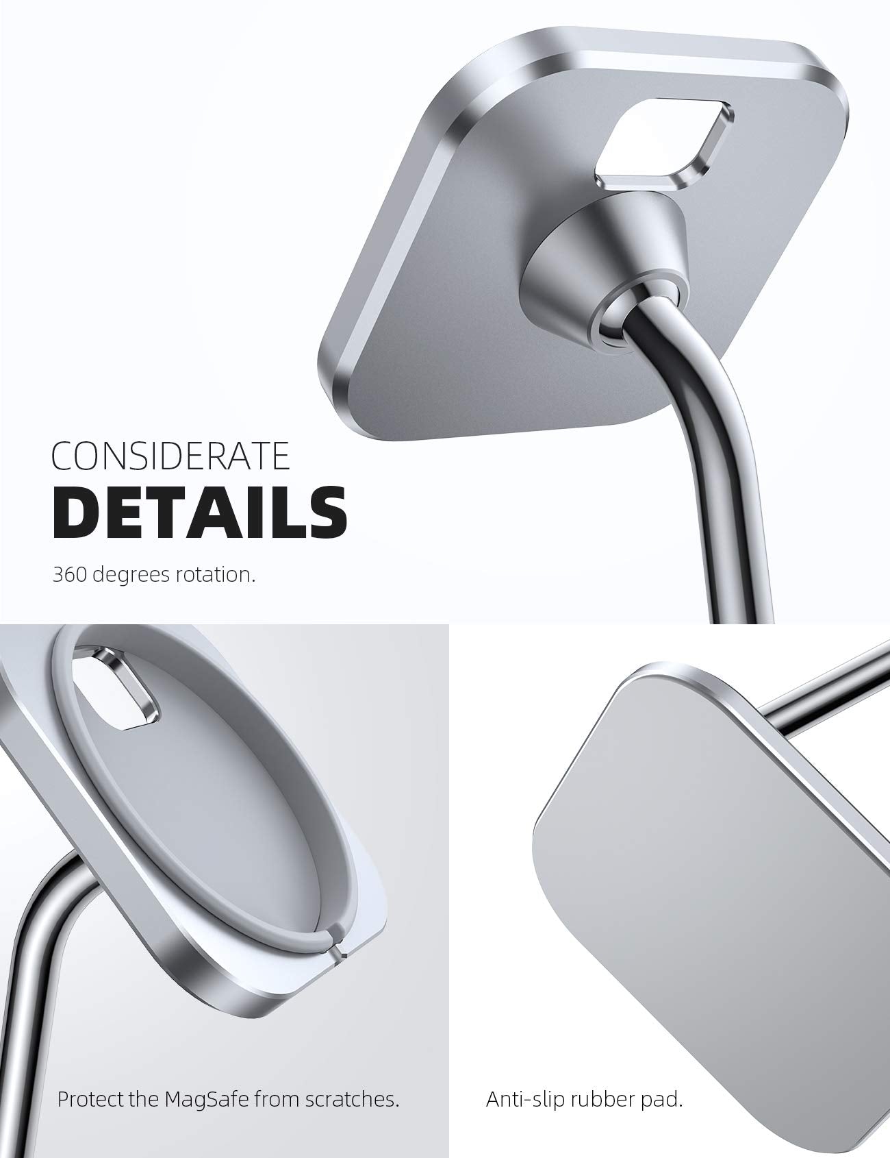 Lamicall Phone Stand for Apple 15W MagSafe Charger - [Charger Not Included] 360 Rotation Adjustable Aluminum Charging Holder Dock for Desk, Compatible with iPhone 17 16 15 14 Air, Pro, Pro Max, Plus - Medaid International