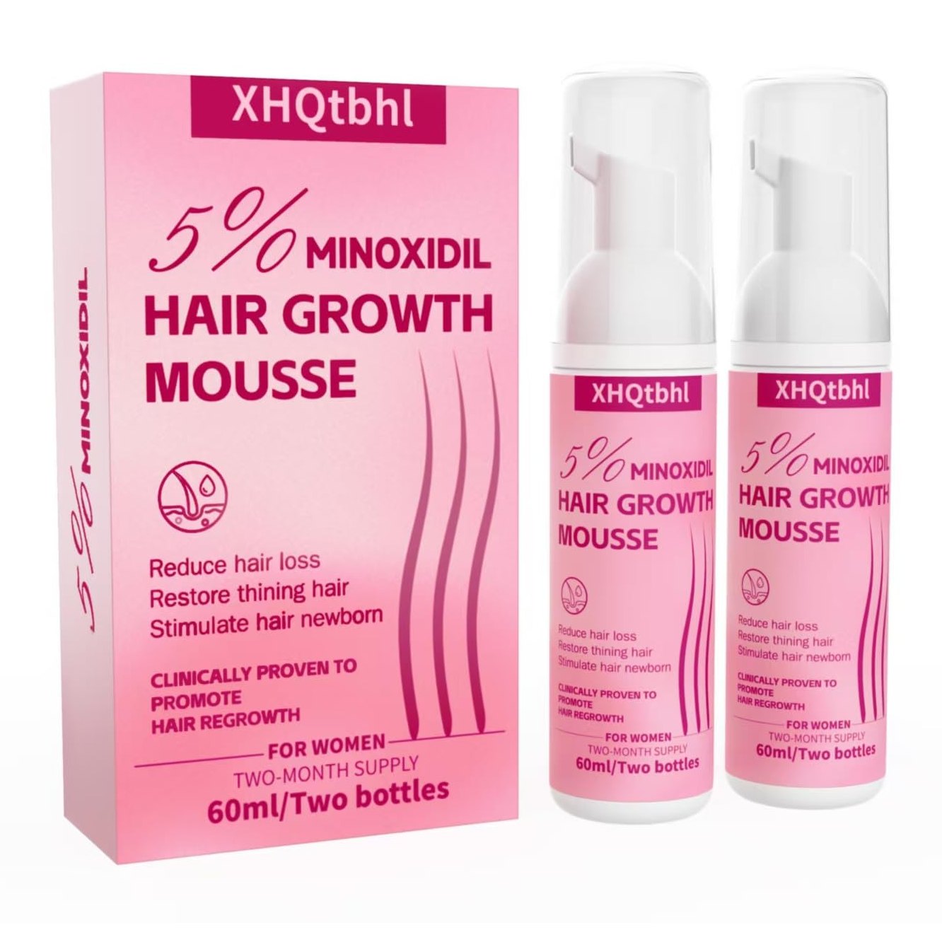 5% Minoxidil Foam for Women Hair Growth: Extra Strength Hair Regrowth Treatment – Revitalize Hair Follicles & Regrow Thicker, Fuller Hair -2 bottles - Medaid International