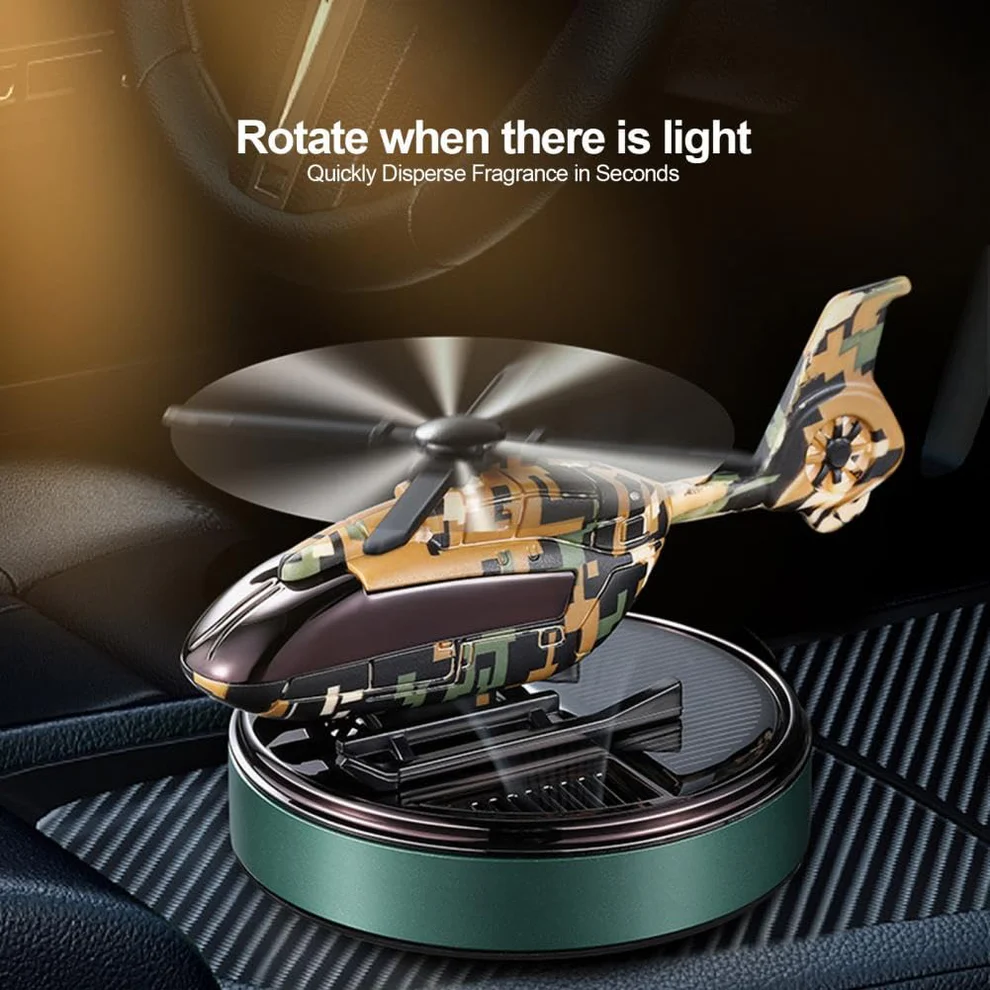 Solar Powered Helicopter Car Air Freshener  Rotating Aromatherapy Diffuser for Car, Home & Office - Medaid International