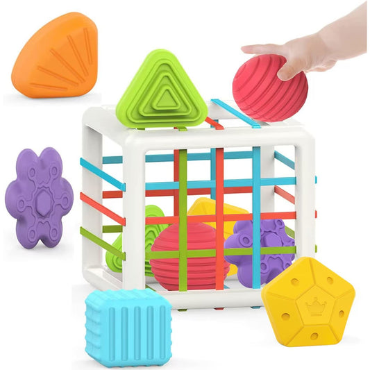 MINGKIDS Montessori Toys for 1 Year Old, 6 Pc Multi Sensory Shape, Toddler Developmental Learning Birthday Gifts, Baby Toys 12 Month - Medaid International