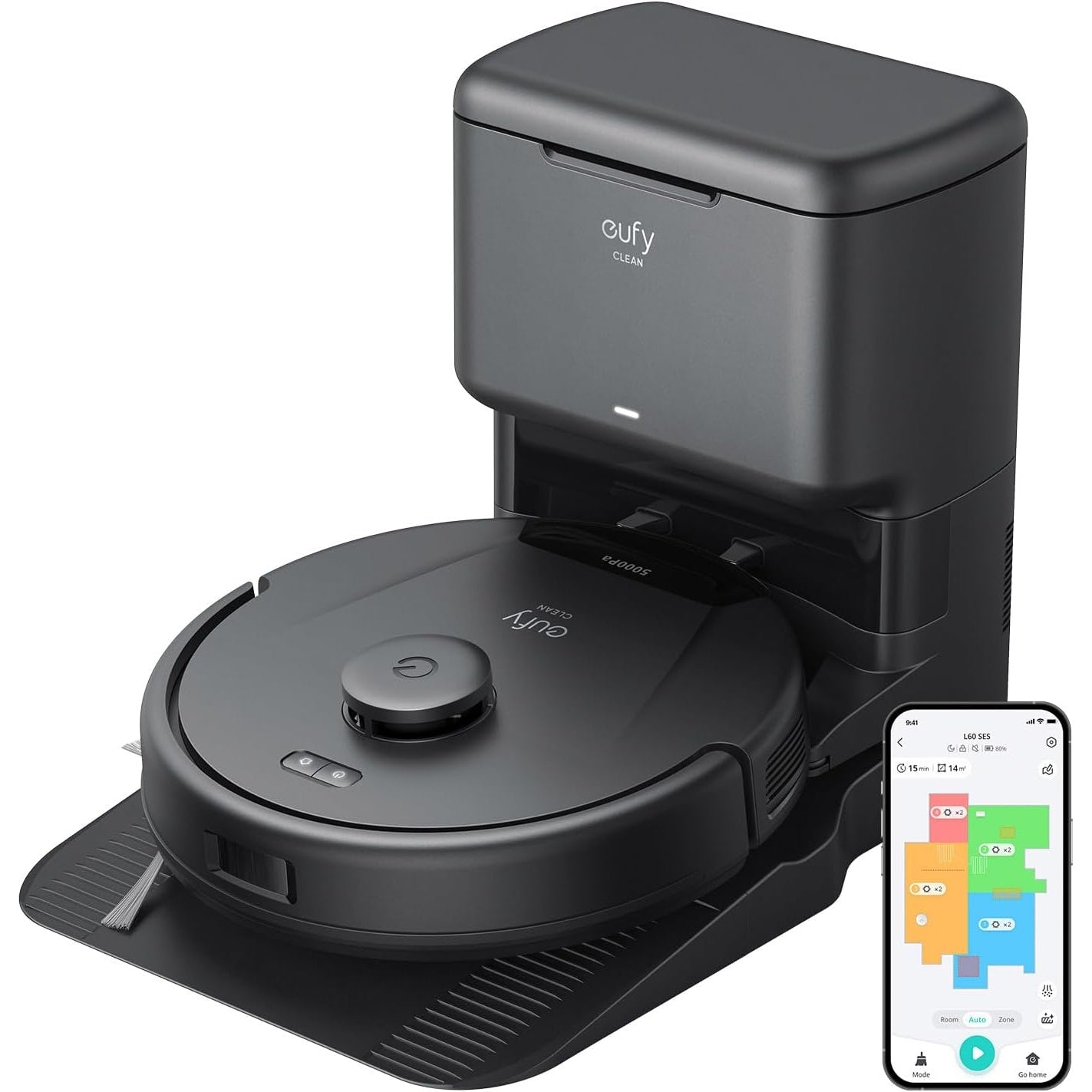 eufy L60 Robot Vacuum with Self Empty Station, Hair Detangling Technology, Up to 60 Days Hands Free Cleaning, 5,000 Pa Suction, Remove Hair, Dust - Medaid International