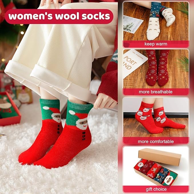 DVKKHD 5 Pairs Christmas Socks, Funny Christmas Socks for Women and Men, Unisex Winter Socks with Xmas Patterns, Warm and Cozy Socks Set, Xmas Gift for Family, Friends, Adults, Girls and Boys - Medaid International