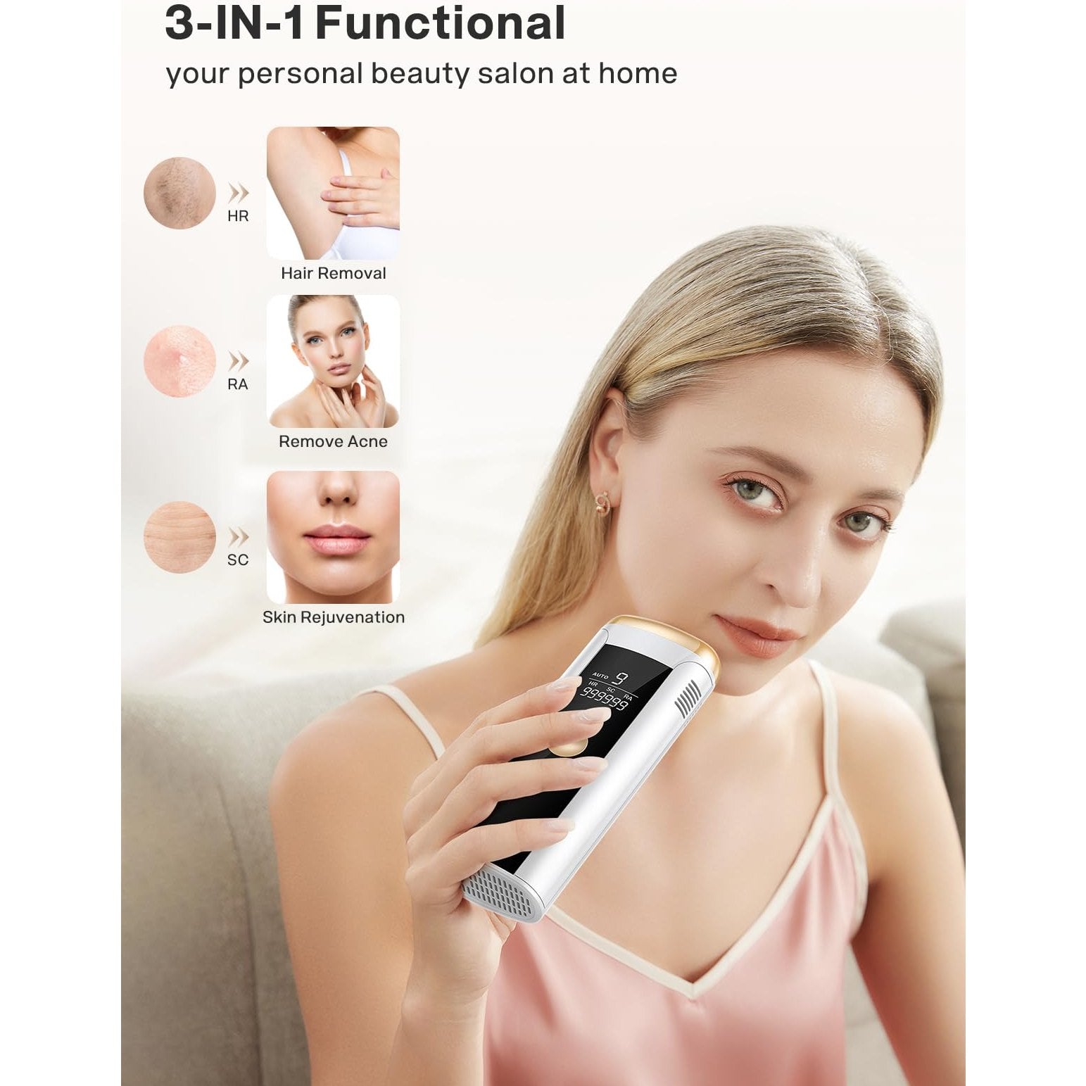 Hair Removal for Women and Men, At Home IPL Hair Removal Device with 3 Modes, Permanent Hair Remover Machine for Facial Legs Arms Bikini Line Whole Body Depilation, Come with Razor & Glasses - Medaid International