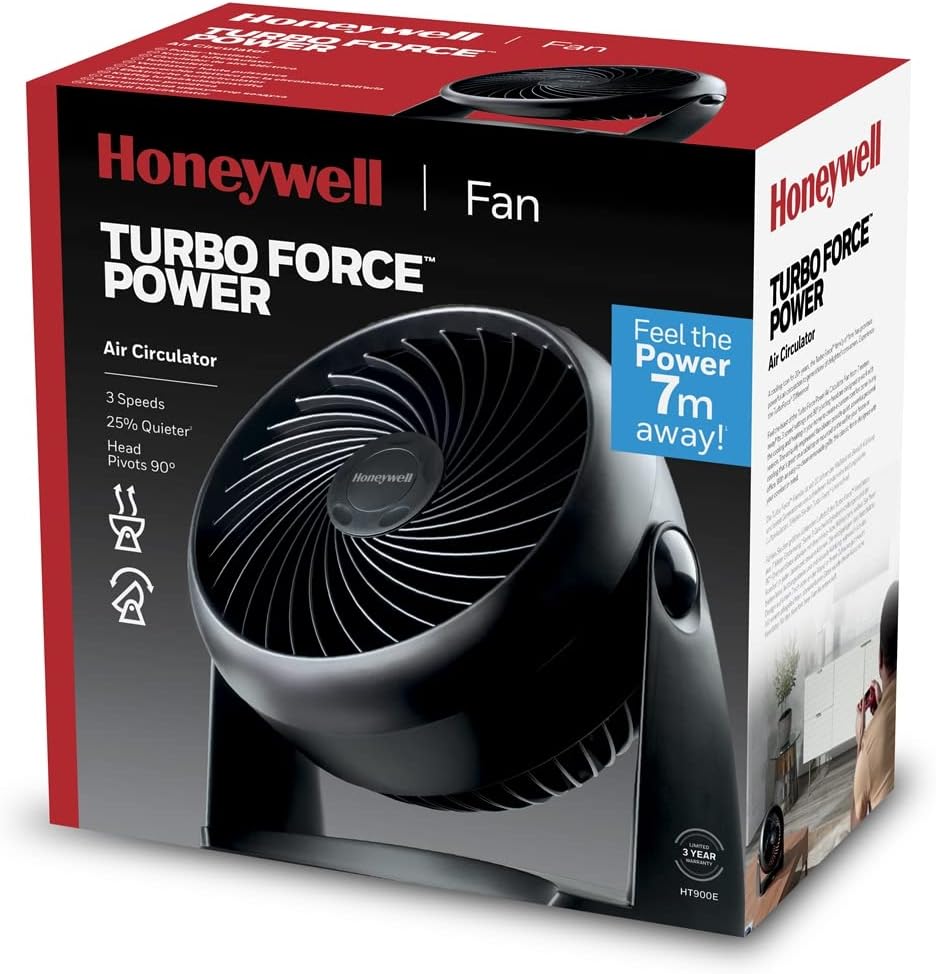 Honeywell TurboForce Power Fan (Quiet Operation Cooling, 90° Variable Tilt, 3 Speed Settings, Wall Mount Feature, Table Fan) HT900E - Medaid International