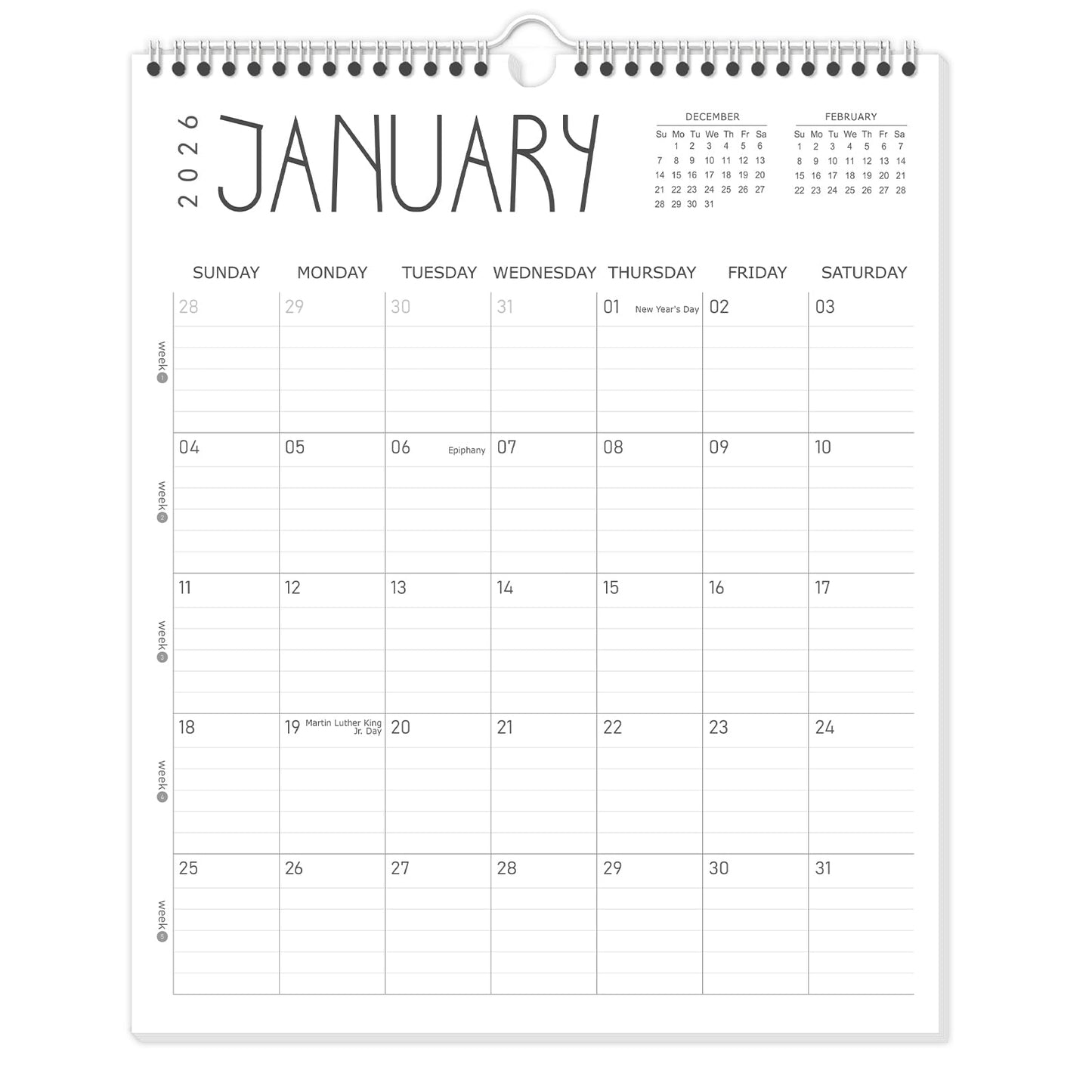Guasslee Wall Calendar 2026-2027, 14"x11.5" Vertical Wall Calendar 2026, 18-Month Desk Planner From 2026 Jan - 2027 Jun, Monthly Hanging Planner Spiral Bound For School Home Office Organizing - Medaid International