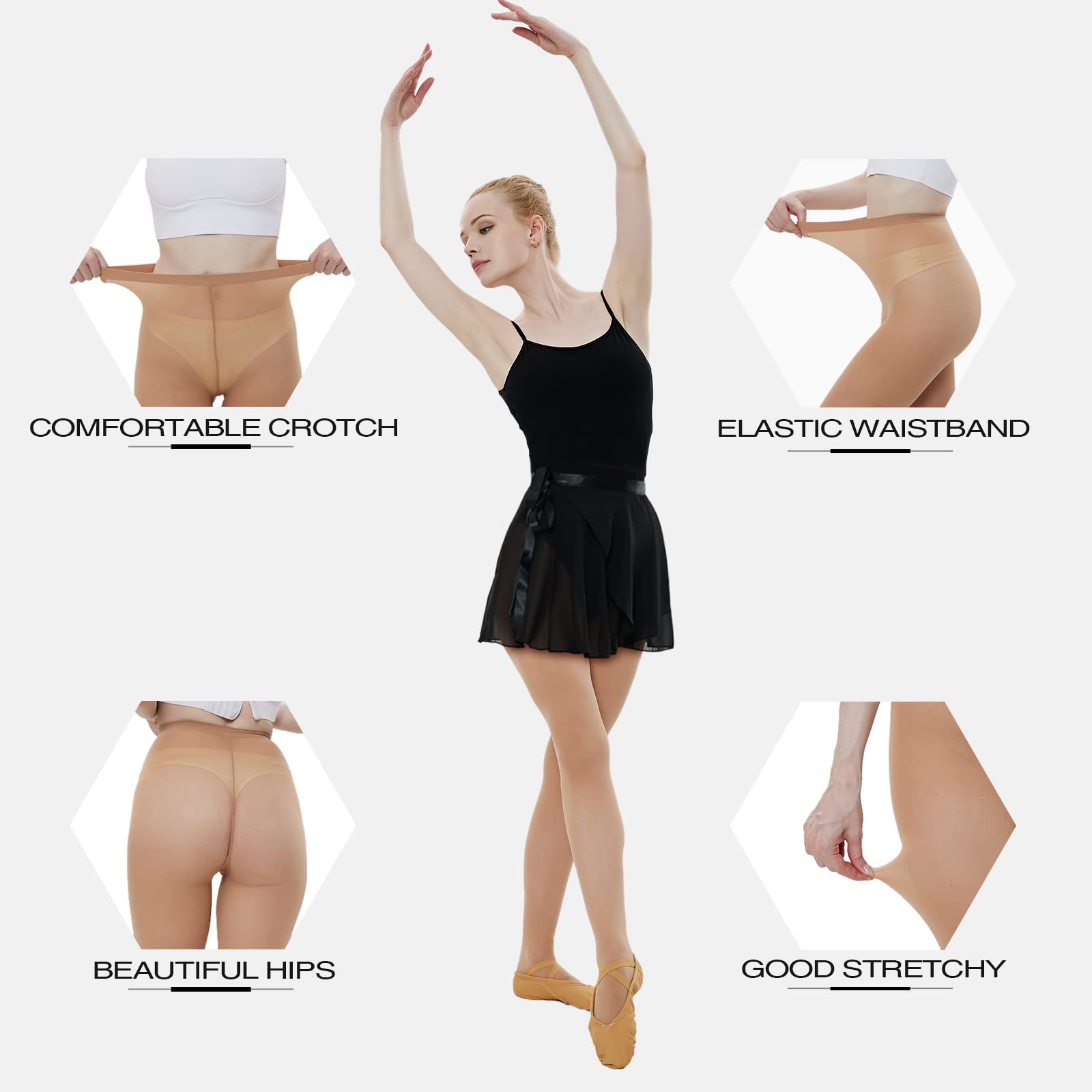 MANZI 3 Pairs Dance Tights for Women Solid Color 40D Comfortable Convertible Opaque Ballet Tights(Caramel S/M) - Medaid International