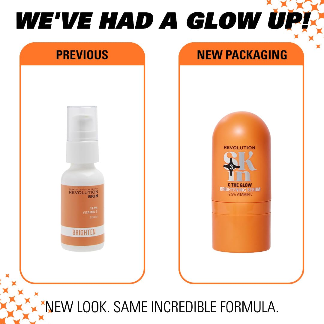 Revolution Skin, C The Glow 12.5% Vitamin C Brightening Face Serum, Moisturizing & Hydrating with Vitamin C, Vegan & Cruelty-Free, 1.01 fl oz - Medaid International