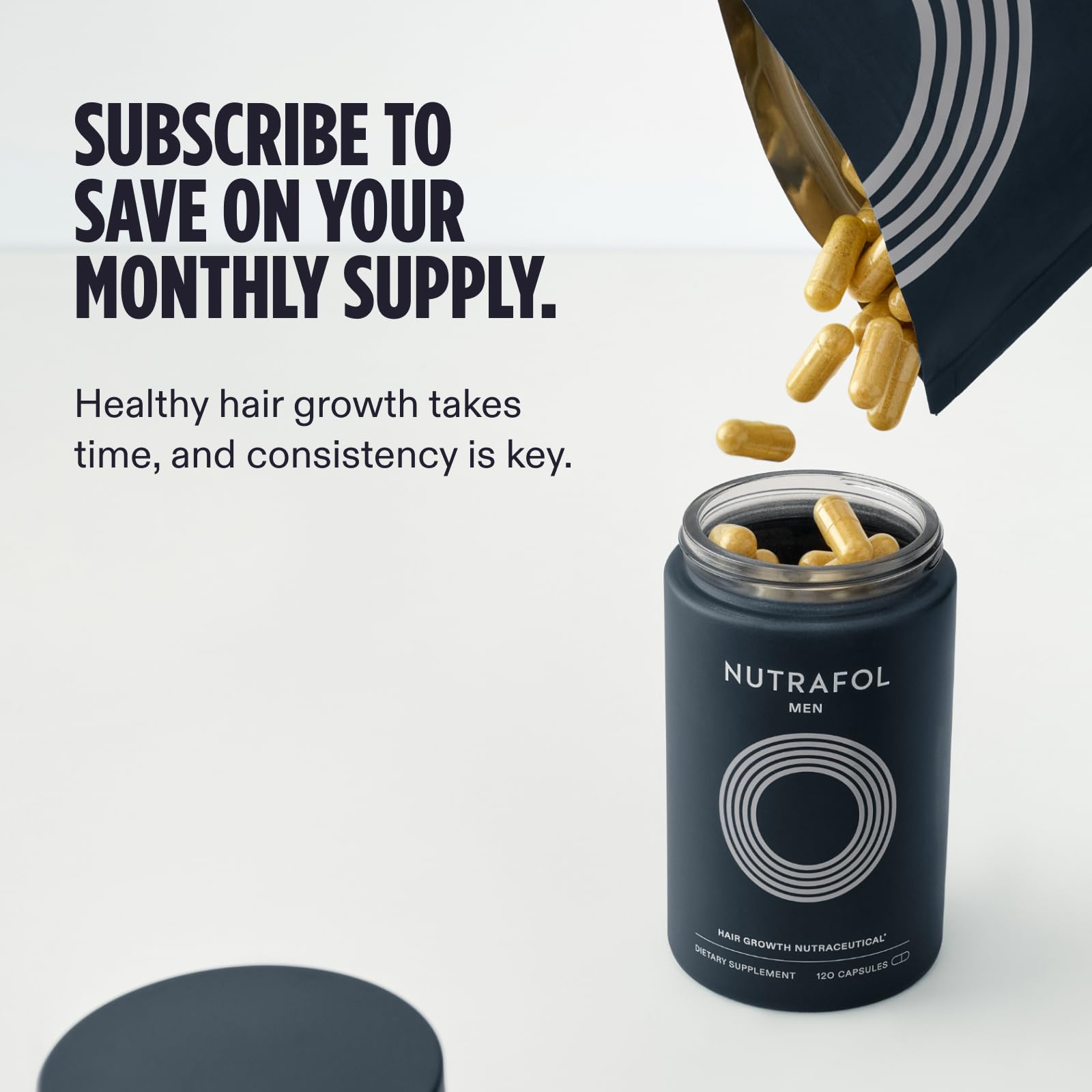 Nutrafol Men's Hair Growth Supplements, Clinically Tested for Visibly Thicker Hair and Scalp Coverage, Dermatologist Recommended - 1 Month Supply - Medaid International