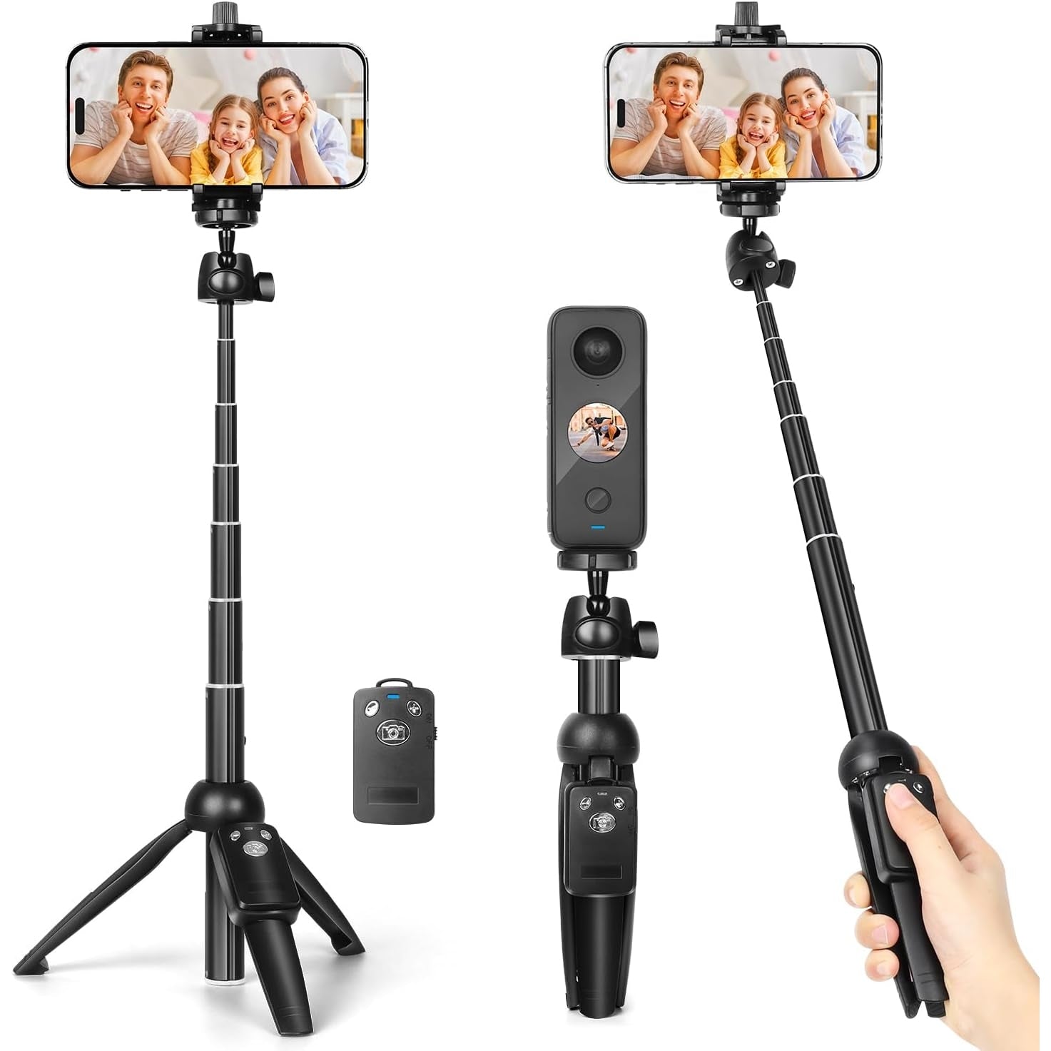 Eocean 102cm Selfie Tripod for Mobile, Mini iPhone Tripod Phone Tripod Stand for Travel, Small Mobile Stand for Video Recording, Selfie Stick with Remote - Medaid