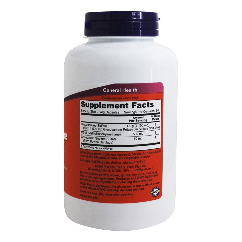 Glucosamine & MSM Plus Chondroitin Sulfate - Now Foods - 180 - VegiCapsule - Medaid International