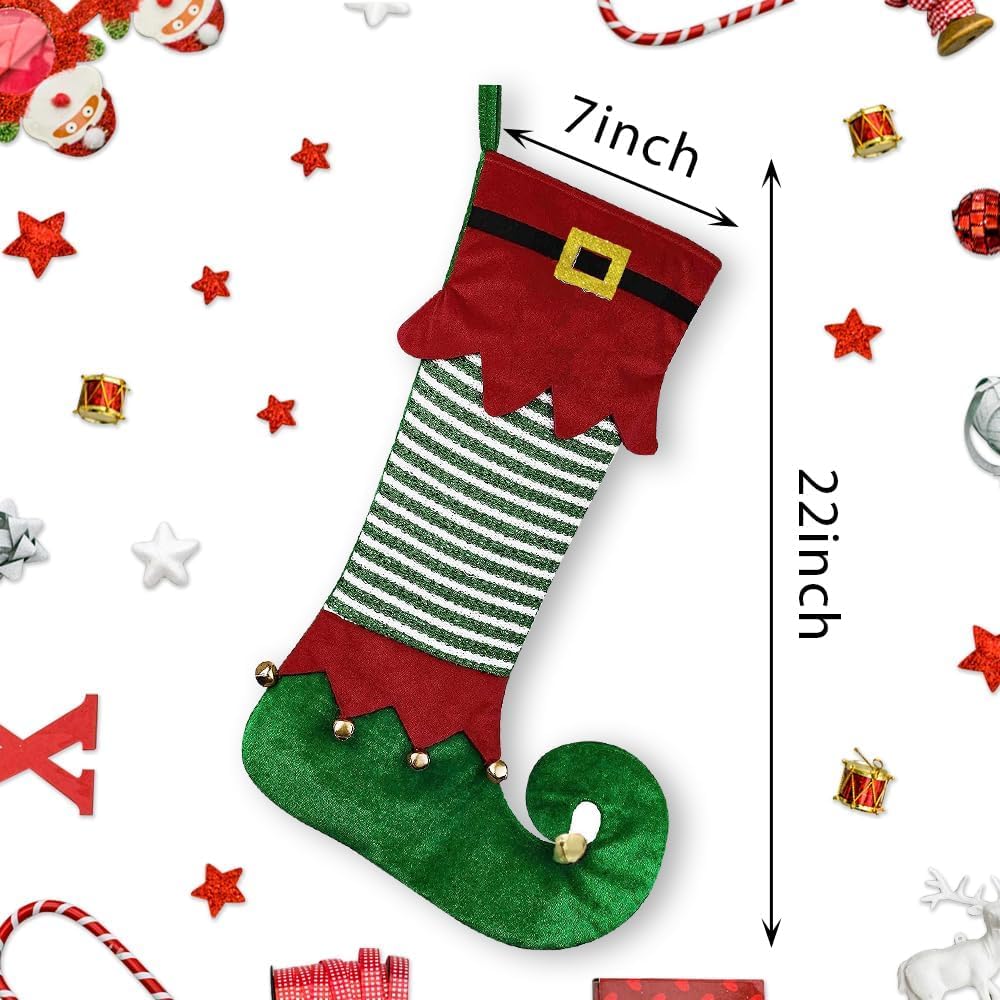 Christmas Stockings Xmas Velvet Green Red Fairy Hanging Stockings Christmas Socks Double Sided Fireplace Hanging Stockings for Christmas Party Decoration Winter New Year Party Favors Holiday Supplies - Medaid International
