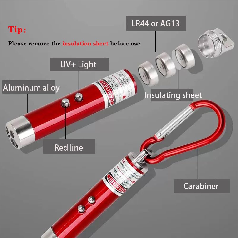 CHUQIANTONG 6PCS Mini Red Laser Pointer Cat Toy Interactive Training Tools White LED Torch Light Pet Supplies - Medaid International