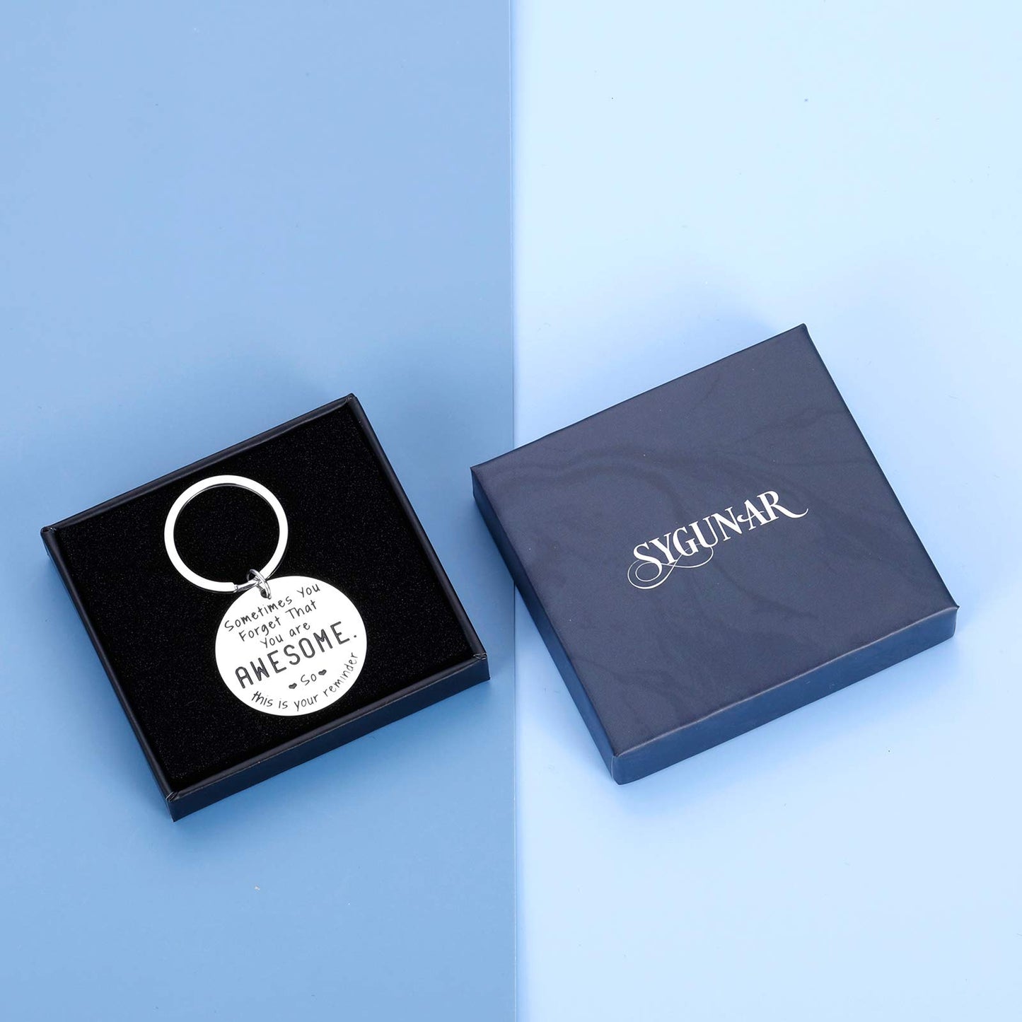 SYGUNAR Funny Inspirational Keychain Gifts Birthday Christmas Gifts for Best Women Men Friend BFF Him Her Thank You Gift for Coworker Boss Graduation Gift for Daughter Son Students Thanksgiving Key Chain, Silver, Small - Medaid International