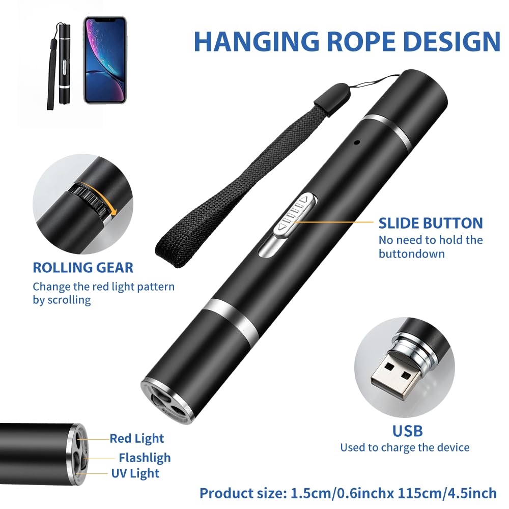 GLMSA Laser Pointer Cat Toy - 5Modes Pointer for Indoor Interactive, Cat Toys Red Light Pet Pointer Interactive to Busy Kitten Dog Chaser Play Toys(2 Pcs) - Medaid International