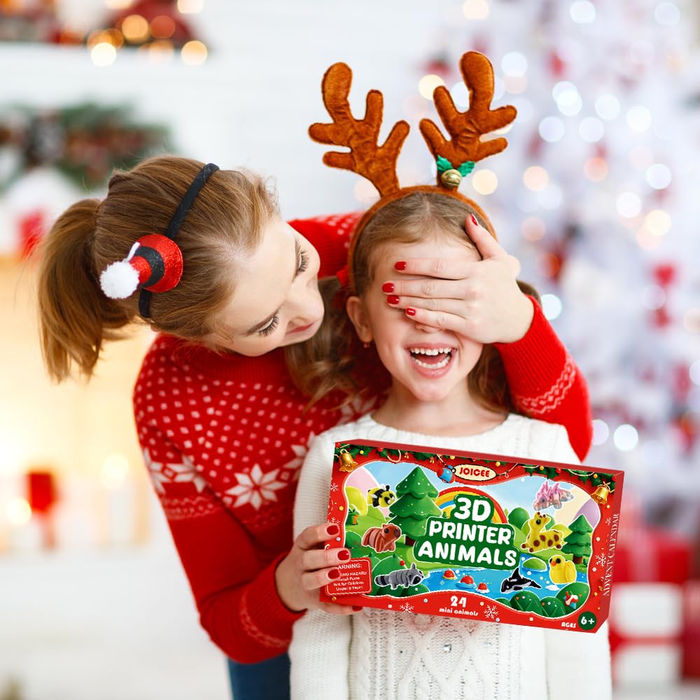 JOICEE 2025 Christmas Advent Calendar with Mini 3D Print Animals, 24 Days Mini Animal Figurines Toys Set Xmas Articulated Flexible Fidget Gifts for Kids Boys Girls Christmas Party Favors - Medaid International