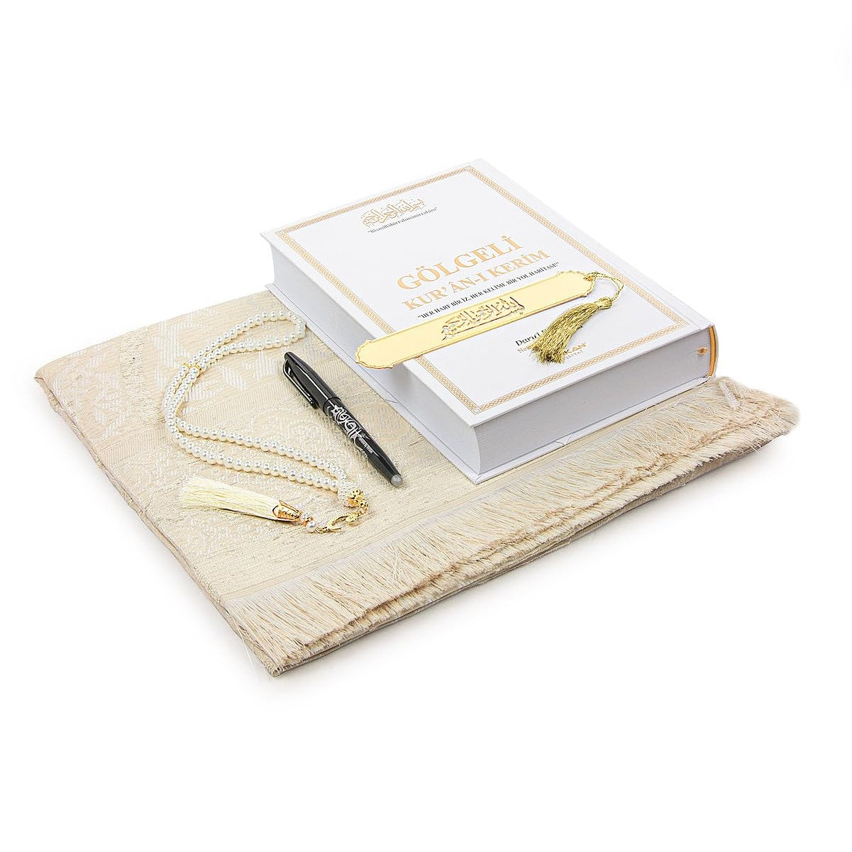 ihvan online, The Holy Qur'an Arabic Practice with Erasable Pen, The Study Noble Quran for Memorizers, Prayer Gift Set for Men & Women, Muslim Prayer Rug, Beads Taasbih, Praying Mat,White - Medaid International