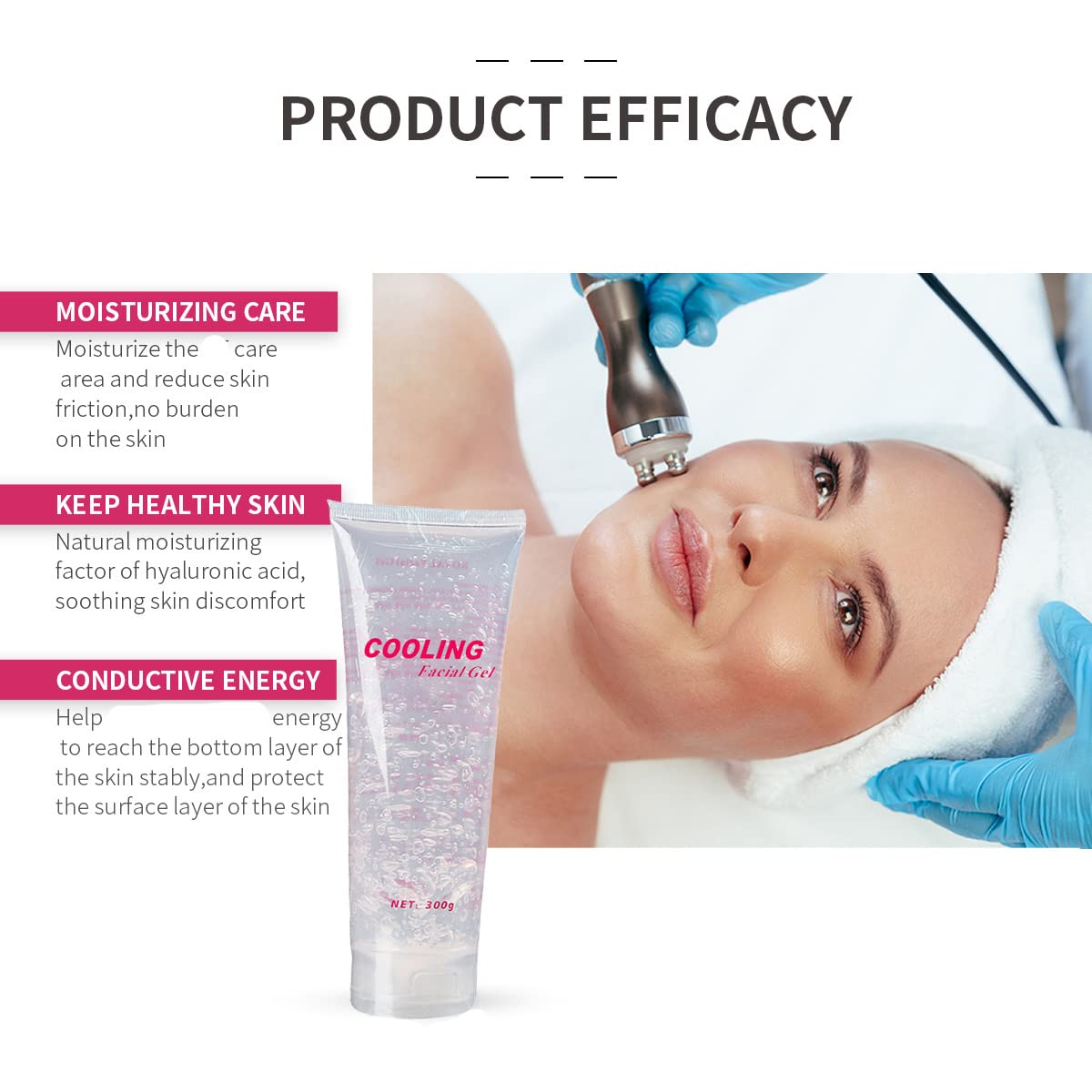 Cooling Gel for Women or Men Face Body Used with Laser Hair Deletion System and Machine Skin Lifting Tightening Device (10.58 Oz) - Medaid International