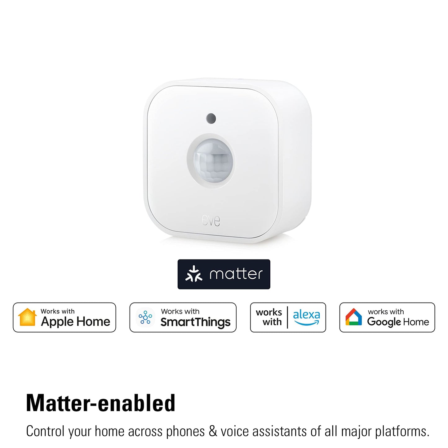 Eve Eve Motion (Matter) White Motion Detector, IPX3 Water Resistance, Light Sensor, 9 m Detection Range, Battery Powered, Matter-enabled, Thread-enabled - Medaid International