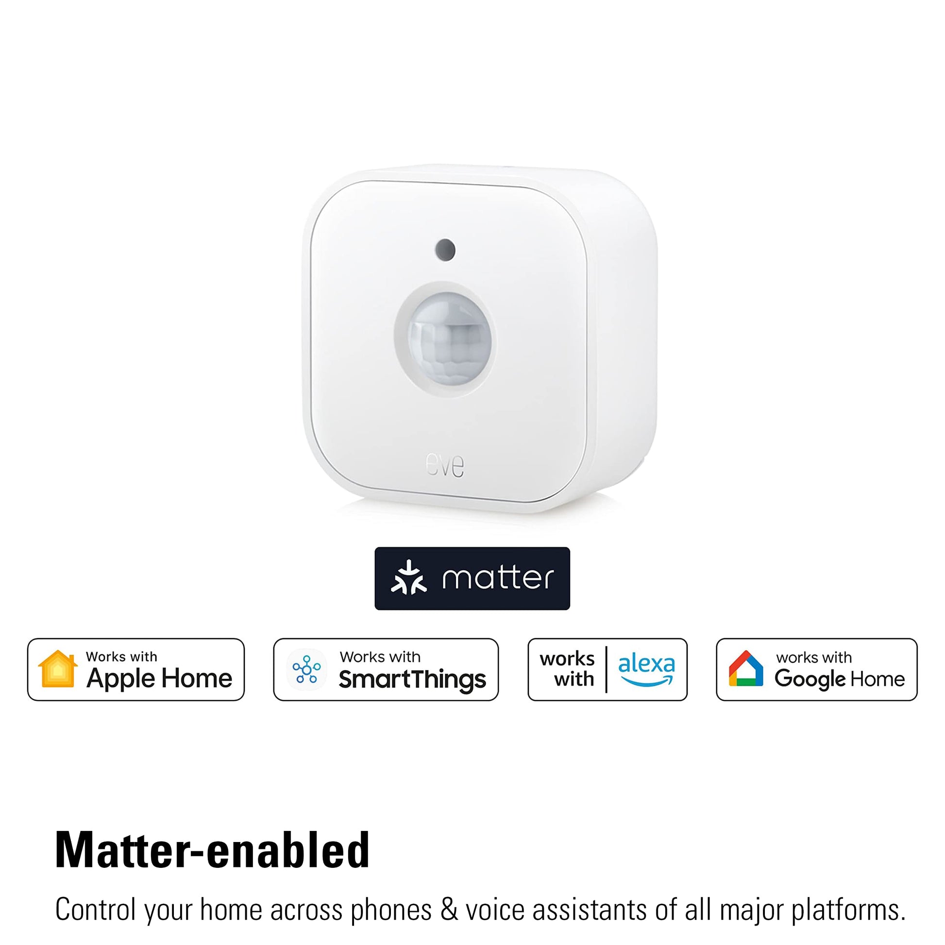 Eve Eve Motion (Matter) White Motion Detector, IPX3 Water Resistance, Light Sensor, 9 m Detection Range, Battery Powered, Matter-enabled, Thread-enabled - Medaid International