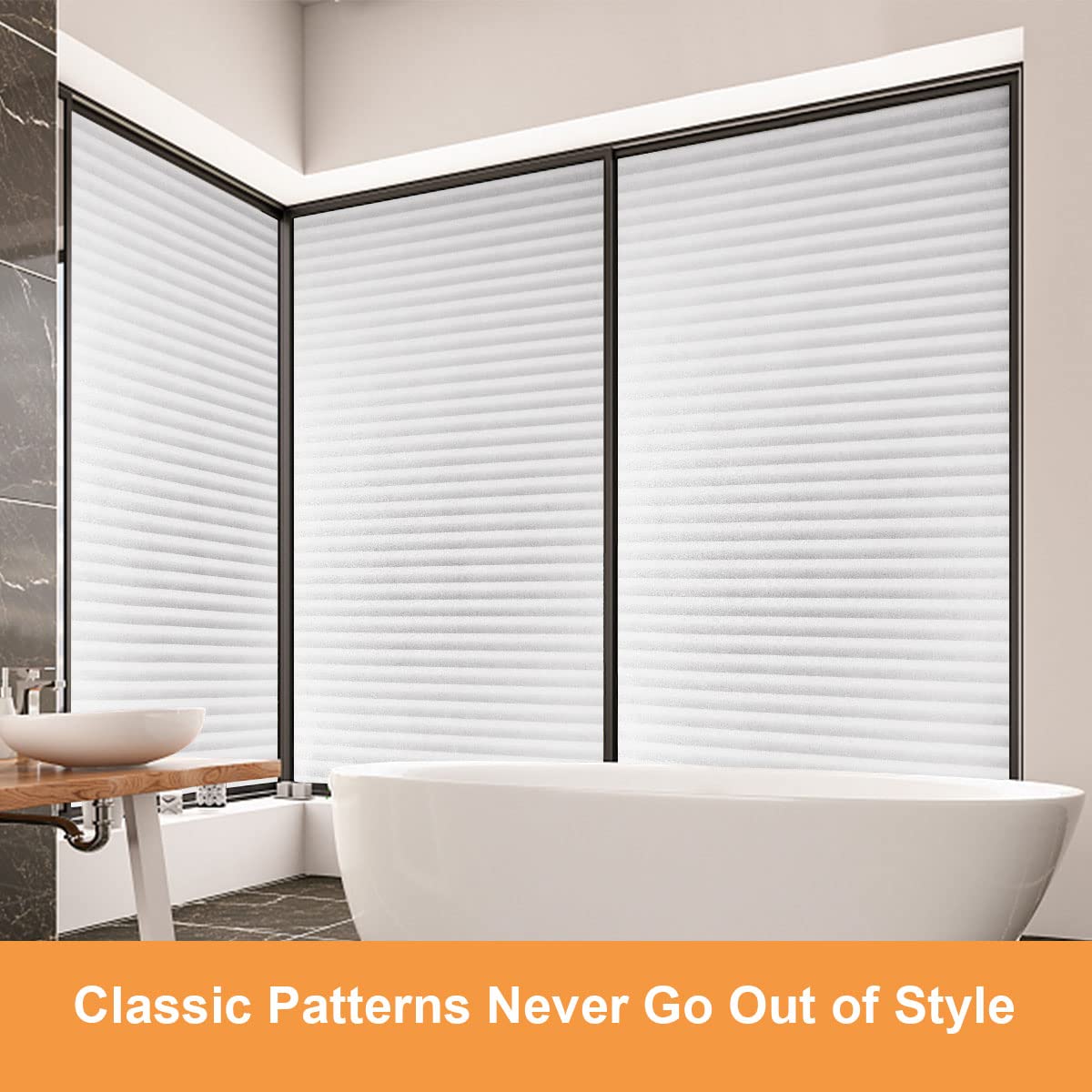 Arthome Privacy Frosted Window Film - Decorative Shutter Film, Static Cling Stained Glass Window Sticker for Home Office, Living Room, Bedroom, Meeting Room - 17.7" x 100" - Medaid International