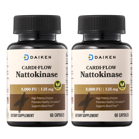 DAIKEN Nattokinase 5,000 FU, High Potency Nattokinase Supplement, Non-GMO & Vegan, Lab Tested, 60 Capsules (Pack of 2) - Medaid International