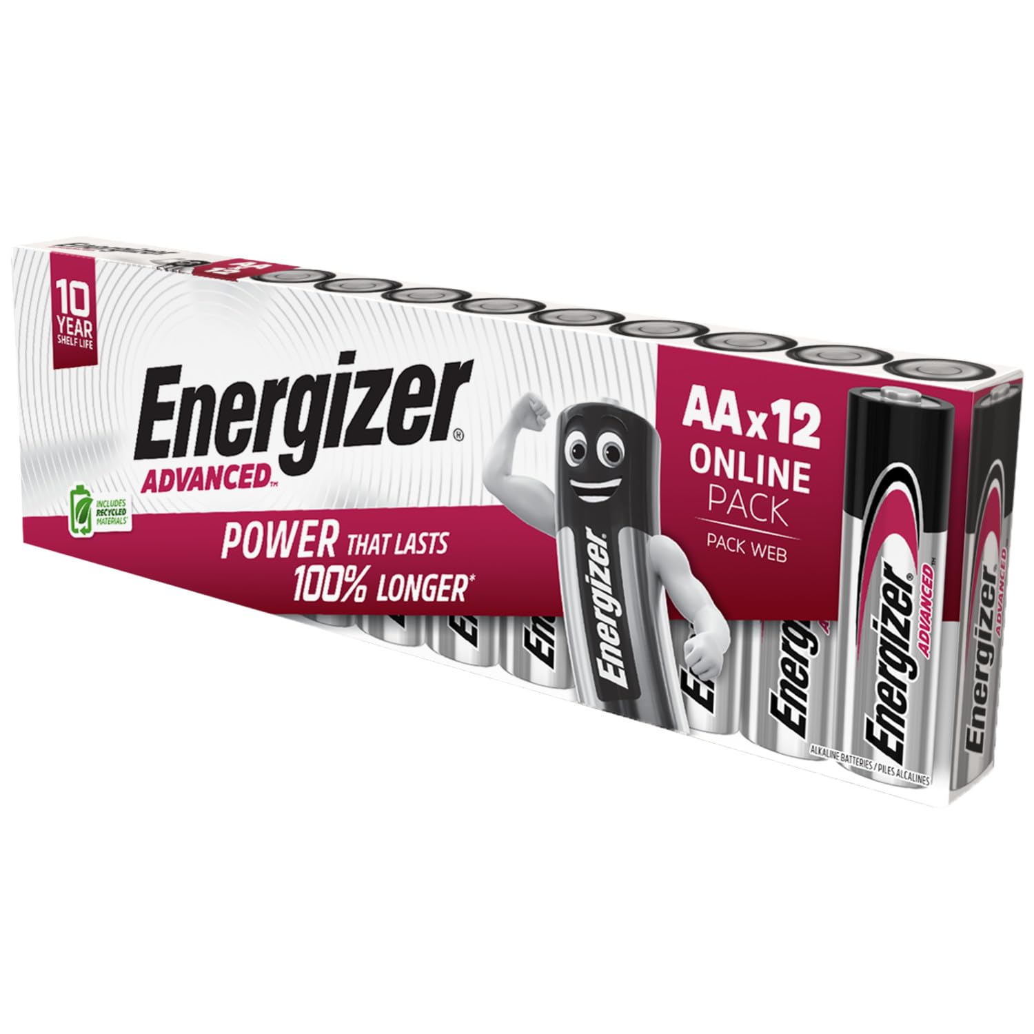 Energizer Advanced AA Batteries 1.5V Alkaline, 12 Pack, Long-Lasting Premium Double A Batteries - Medaid International