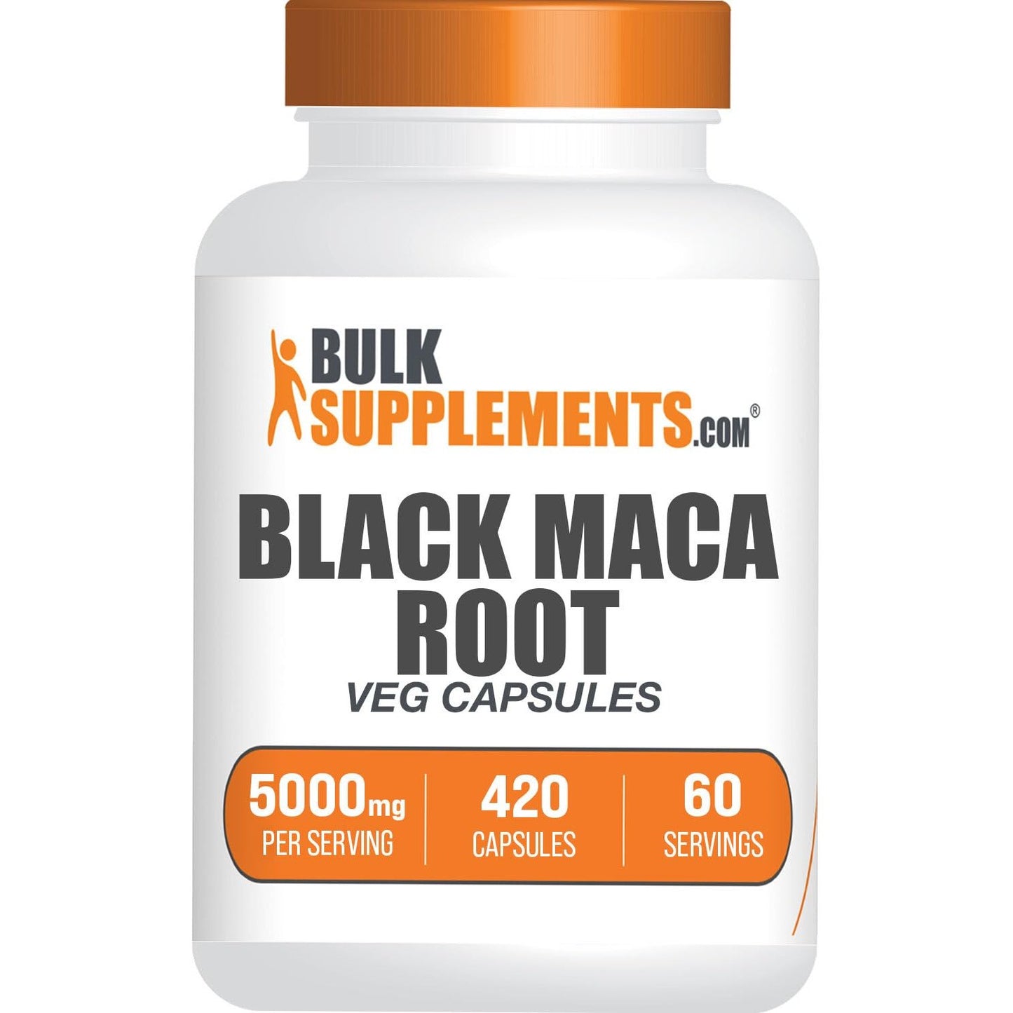 BulkSupplements.com Black Maca Root Capsules - Black Maca Supplement, Black Maca Root 5000mg, Black Maca Capsules - Gluten Free, 7 Capsules per Serving 420 Veg Capsules (Pack of 1) - Medaid International