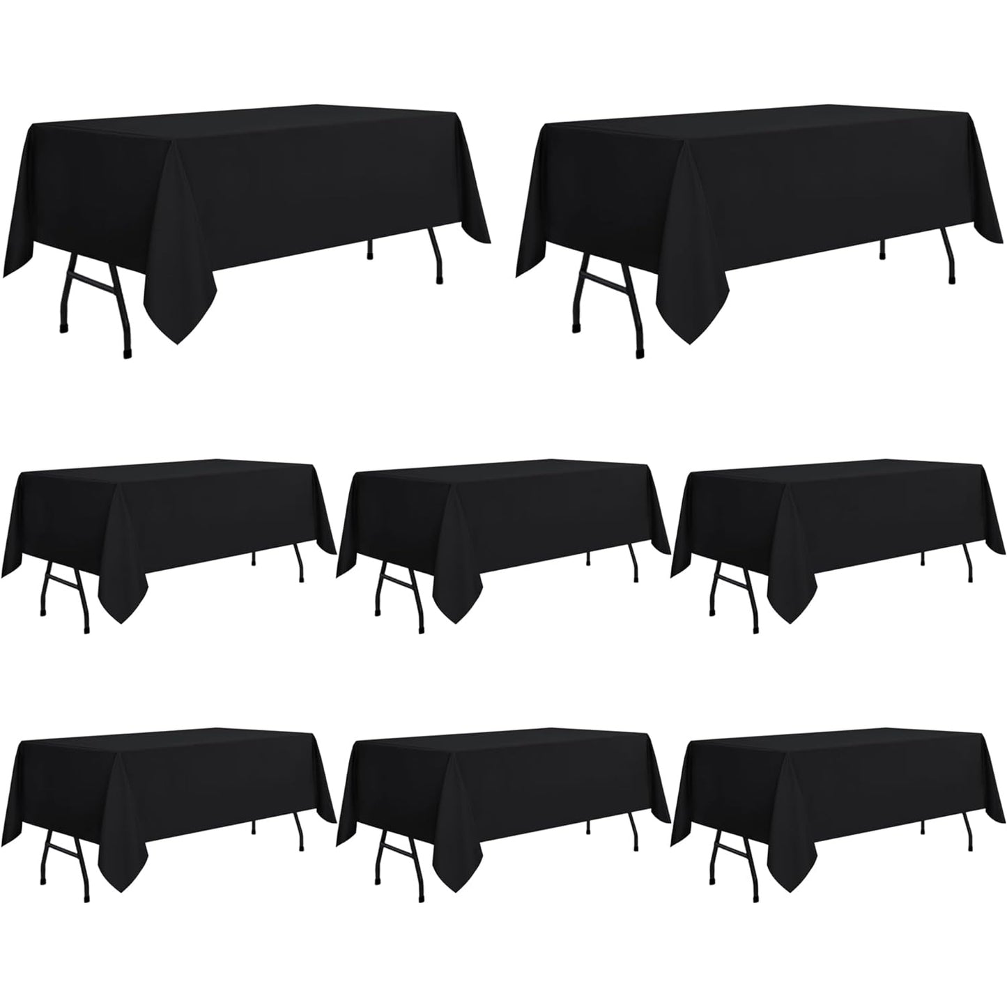 sancua Rectangle Tablecloth - 60 x 84 Inch - Stain and Wrinkle Resistant Washable Polyester Table Cloth, Decorative Fabric Table Cover for Dining Table, Buffet Parties and Camping, Black - Medaid - Lebanon